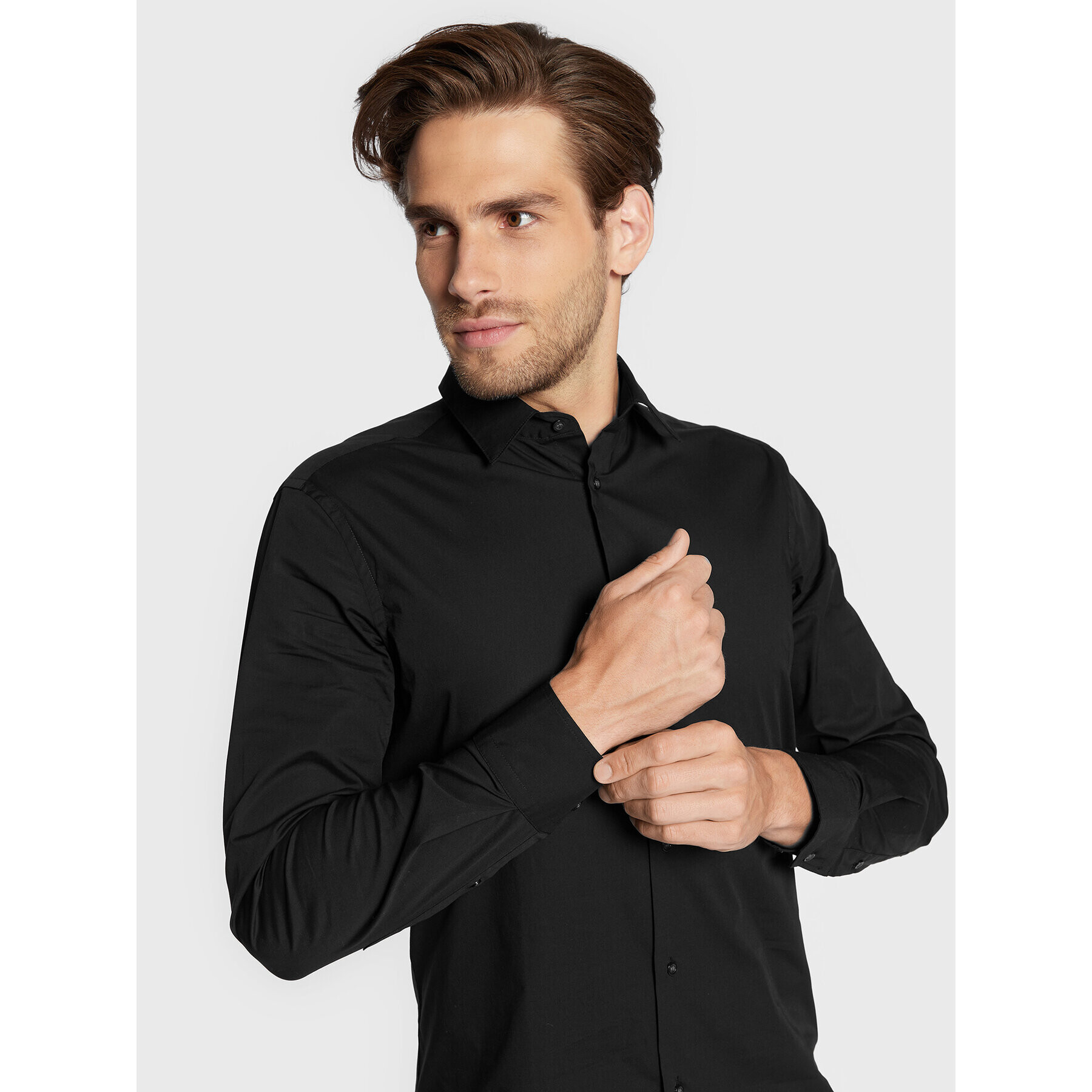 Sisley Риза 5CNX5QL19 Черен Slim Fit - Pepit.bg
