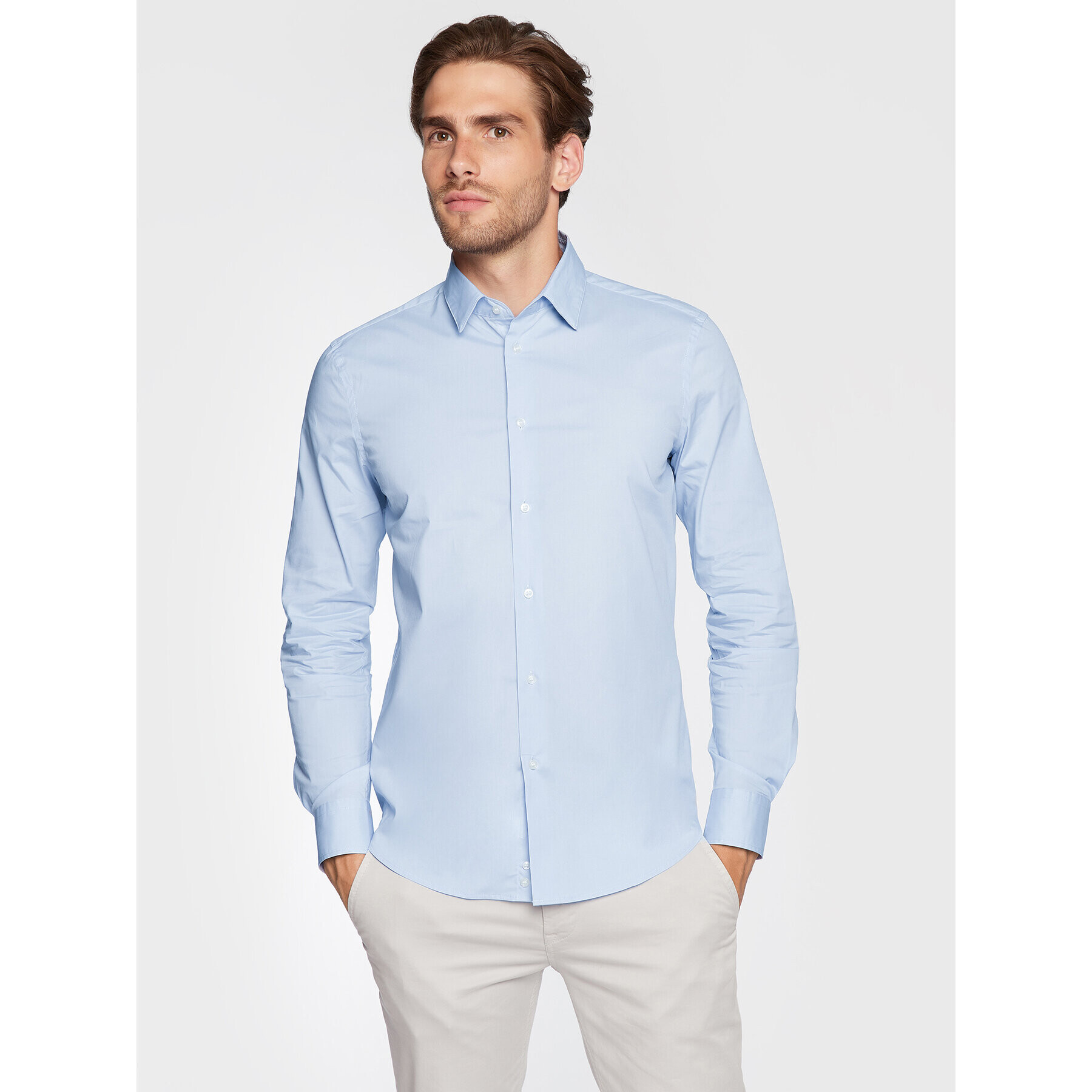 Sisley Риза 5CNX5QL19 Син Slim Fit - Pepit.bg