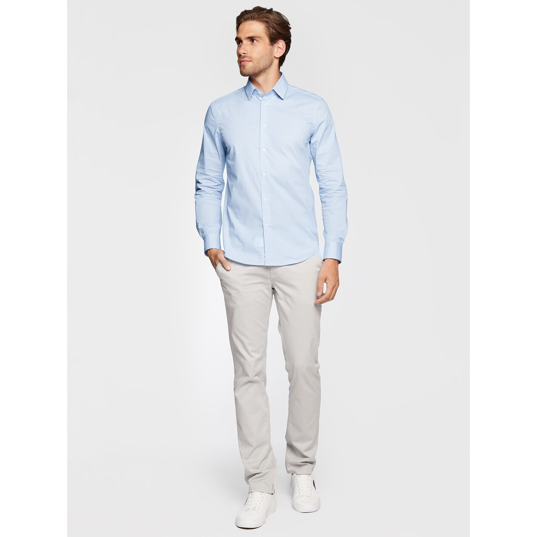 Sisley Риза 5CNX5QL19 Син Slim Fit - Pepit.bg