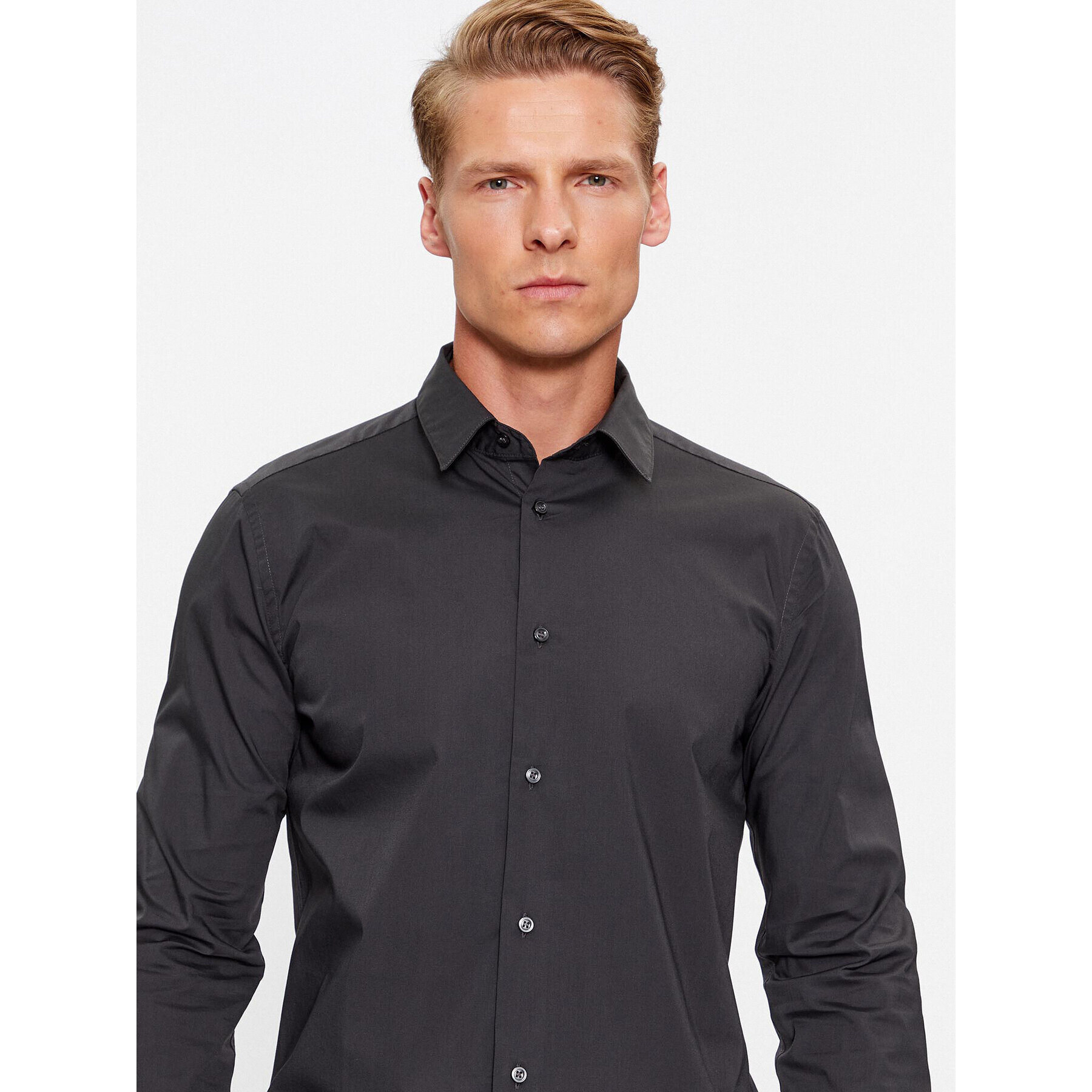 Sisley Риза 5CNX5QL19 Сив Slim Fit - Pepit.bg