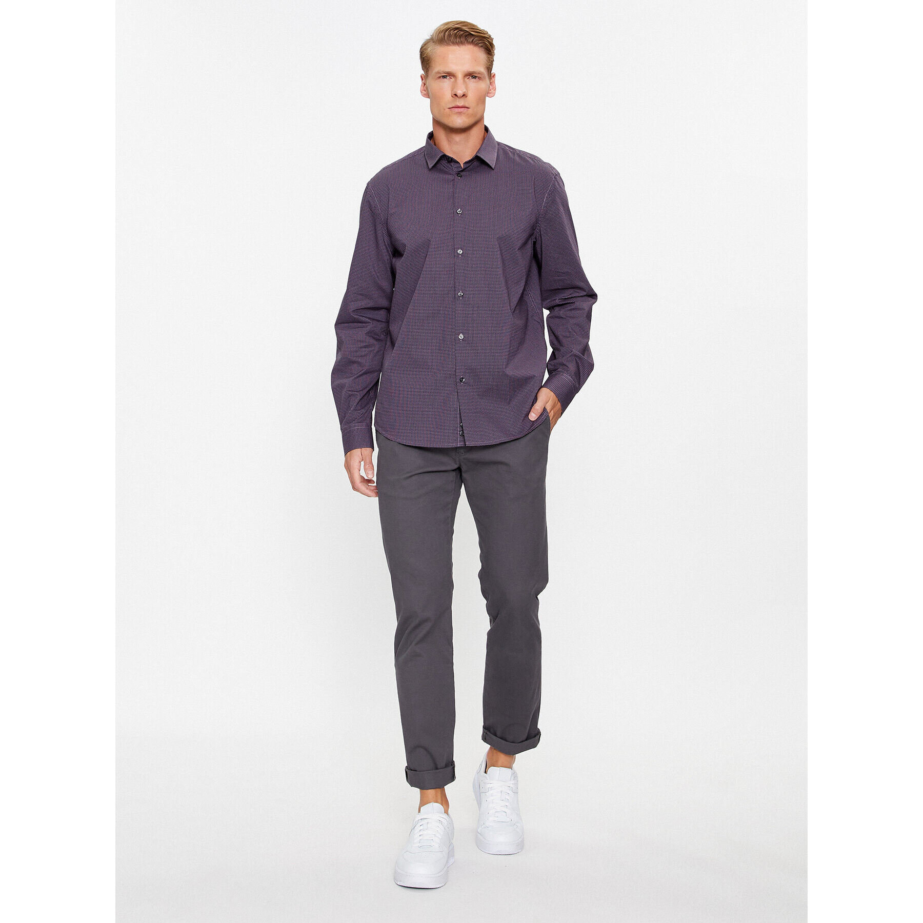 Sisley Риза 5PFRSQ02D Виолетов Regular Fit - Pepit.bg