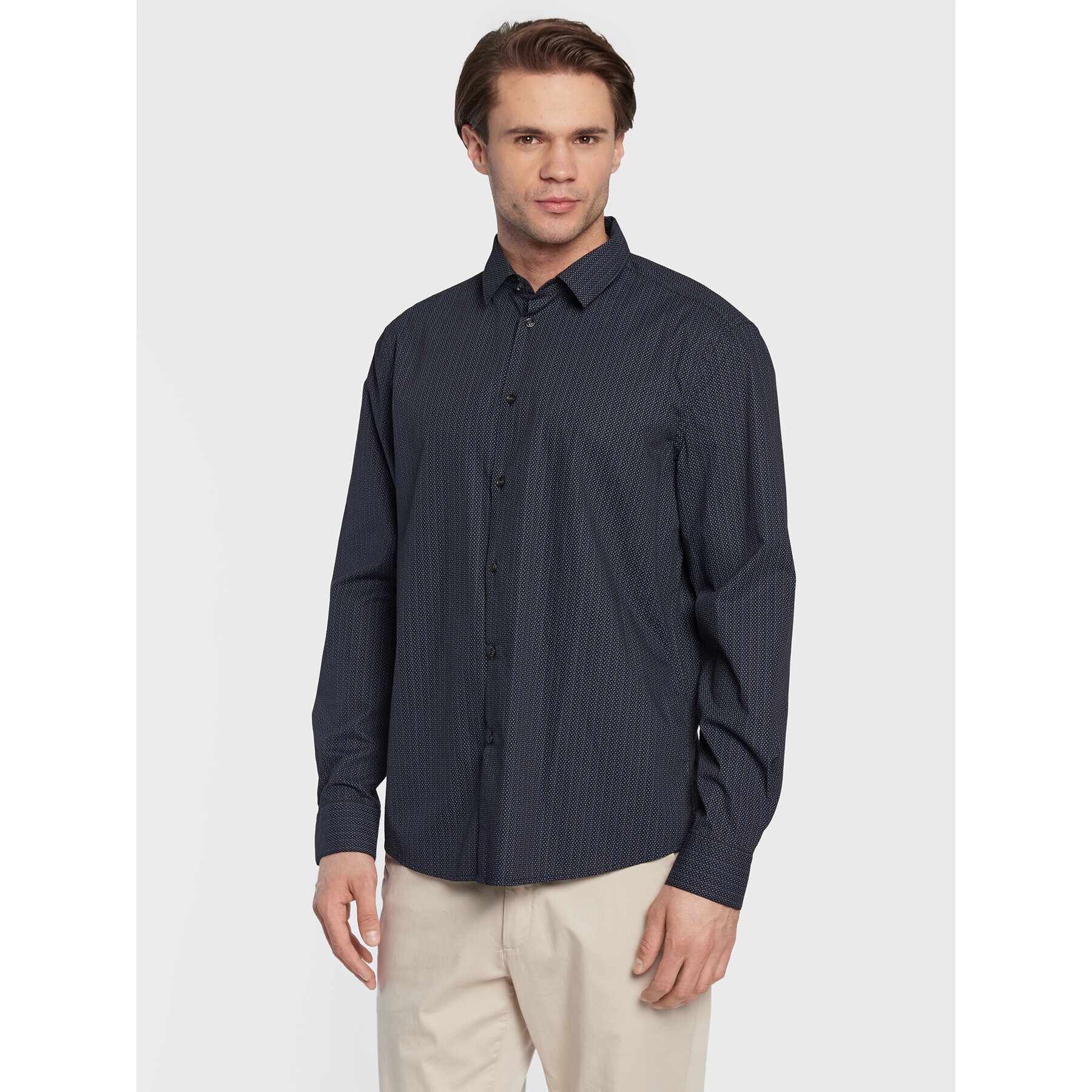 Sisley Риза 5QNUSQ018 Тъмносин Regular Fit - Pepit.bg
