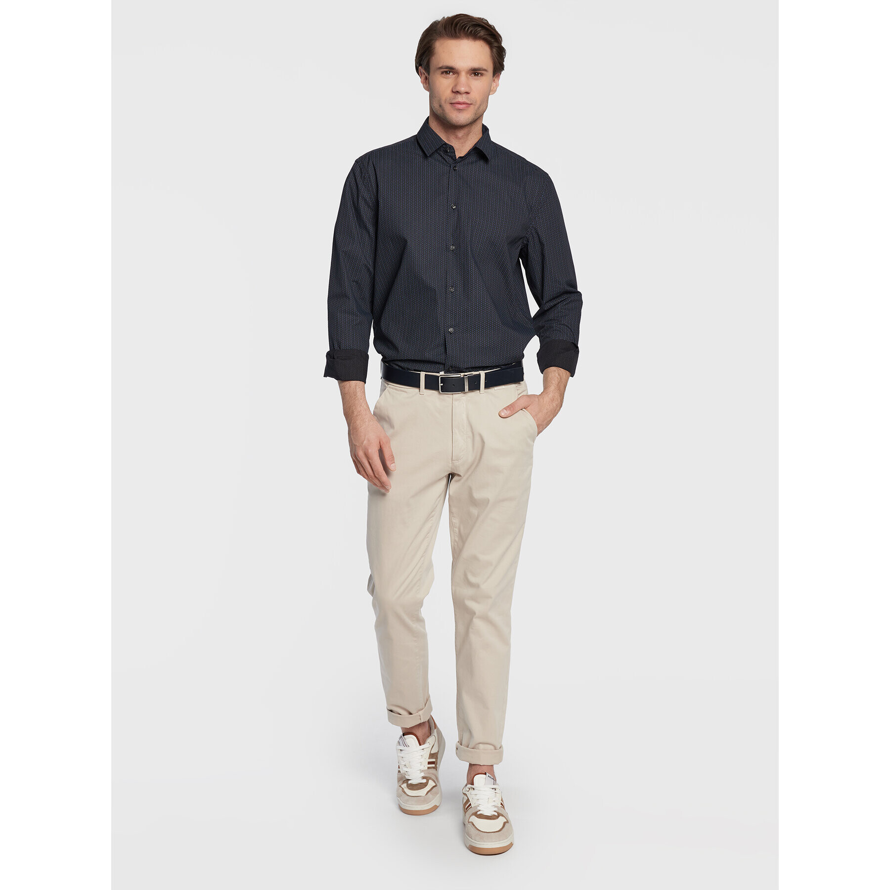 Sisley Риза 5QNUSQ018 Тъмносин Regular Fit - Pepit.bg