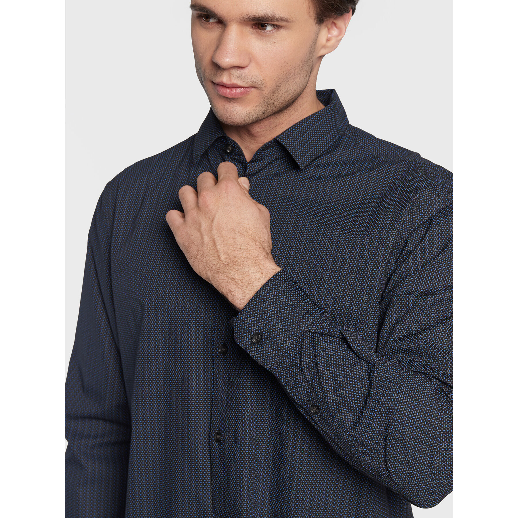 Sisley Риза 5QNUSQ018 Тъмносин Regular Fit - Pepit.bg