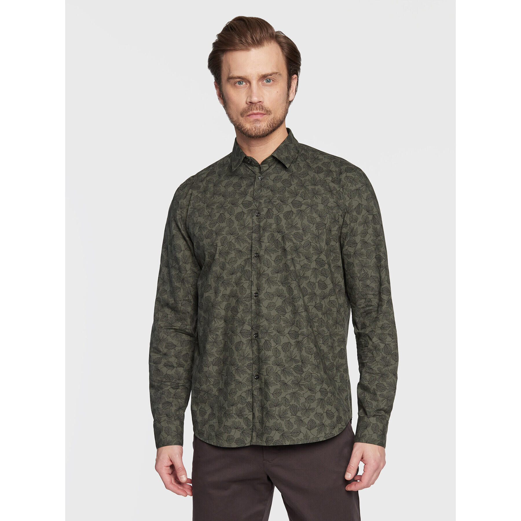 Sisley Риза 5QNUSQ018 Зелен Regular Fit - Pepit.bg