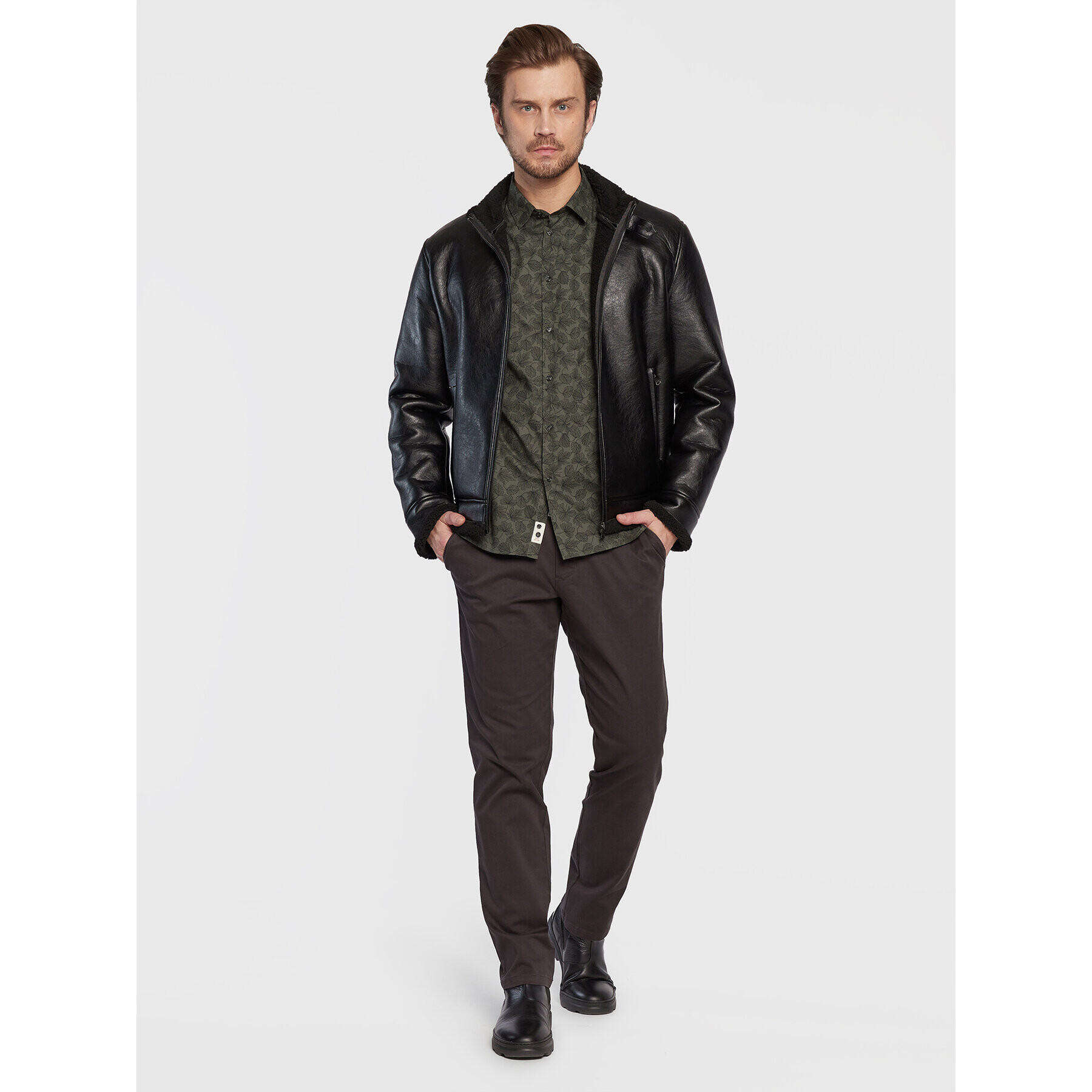 Sisley Риза 5QNUSQ018 Зелен Regular Fit - Pepit.bg