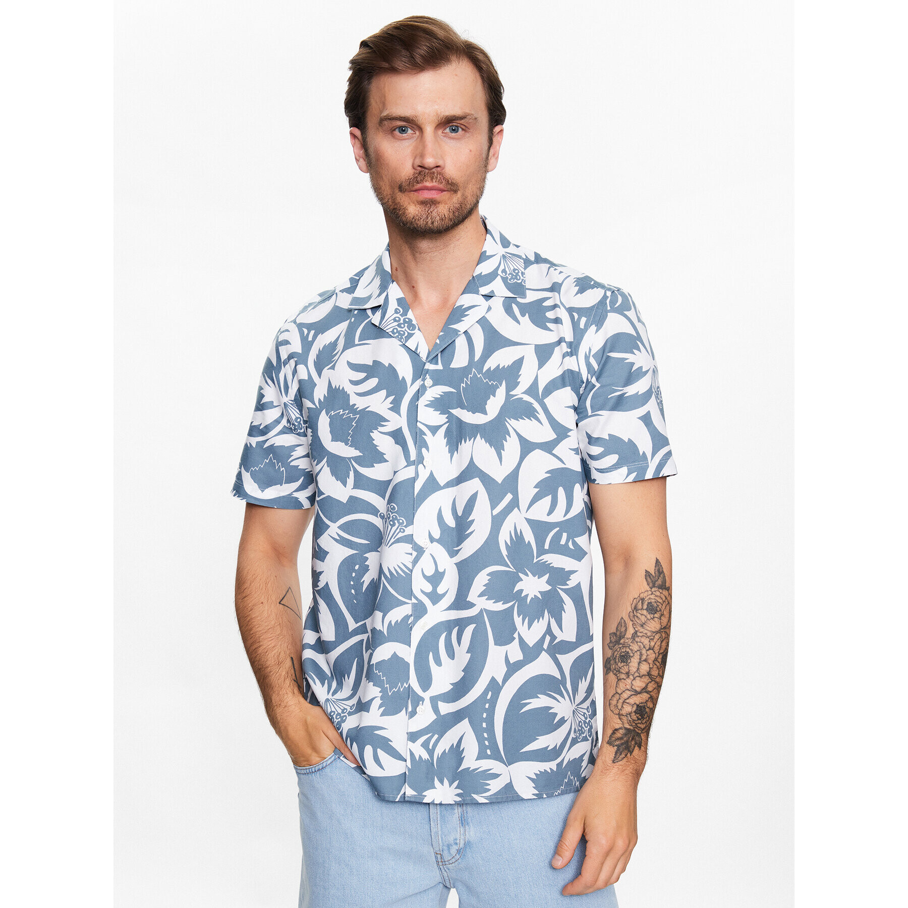 Sisley Риза 5WTRSQ021 Син Regular Fit - Pepit.bg