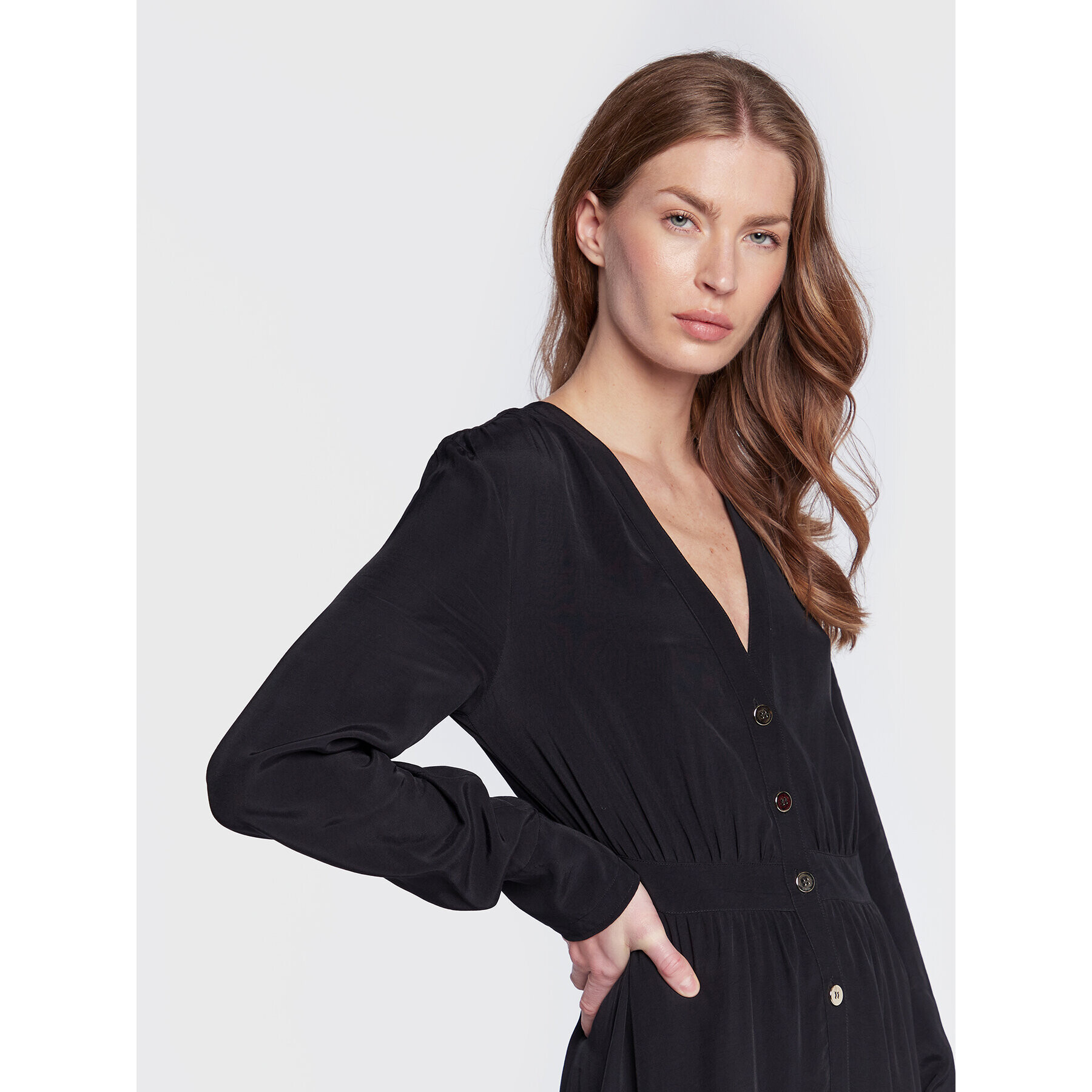 Sisley Рокля тип риза 4B5FLV01P Черен Regular Fit - Pepit.bg