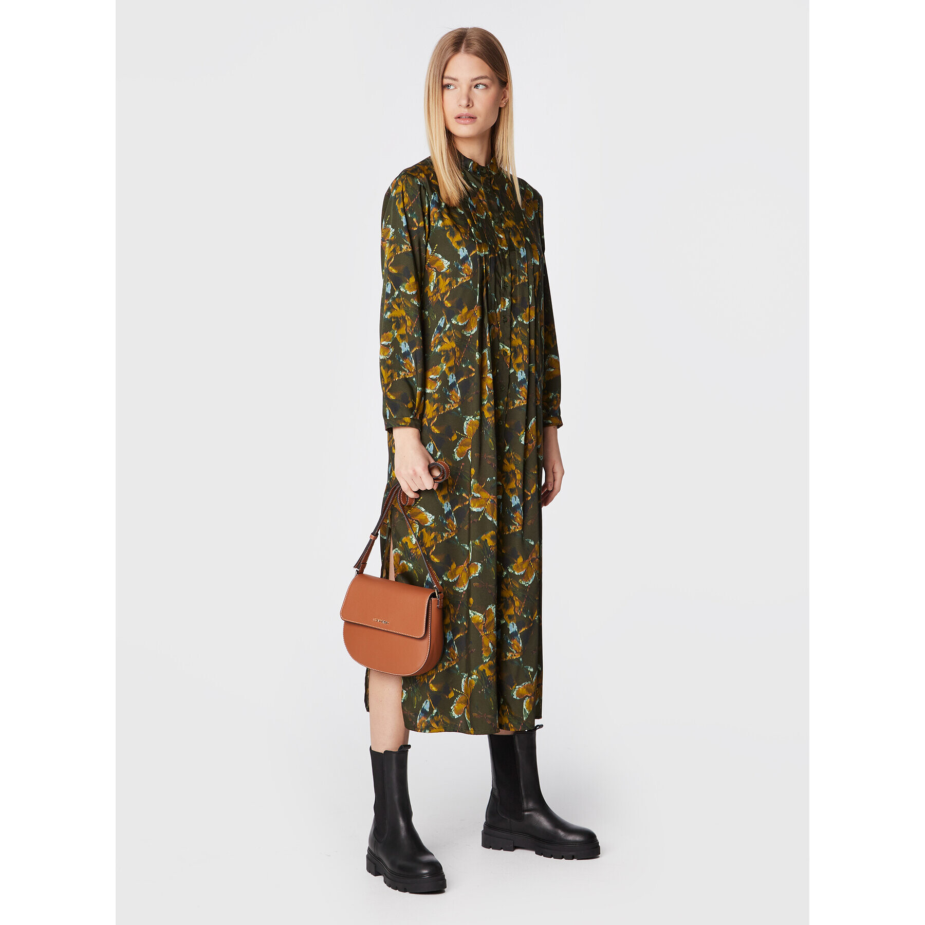 Sisley Рокля тип риза 4RUNLV01W Зелен Regular Fit - Pepit.bg