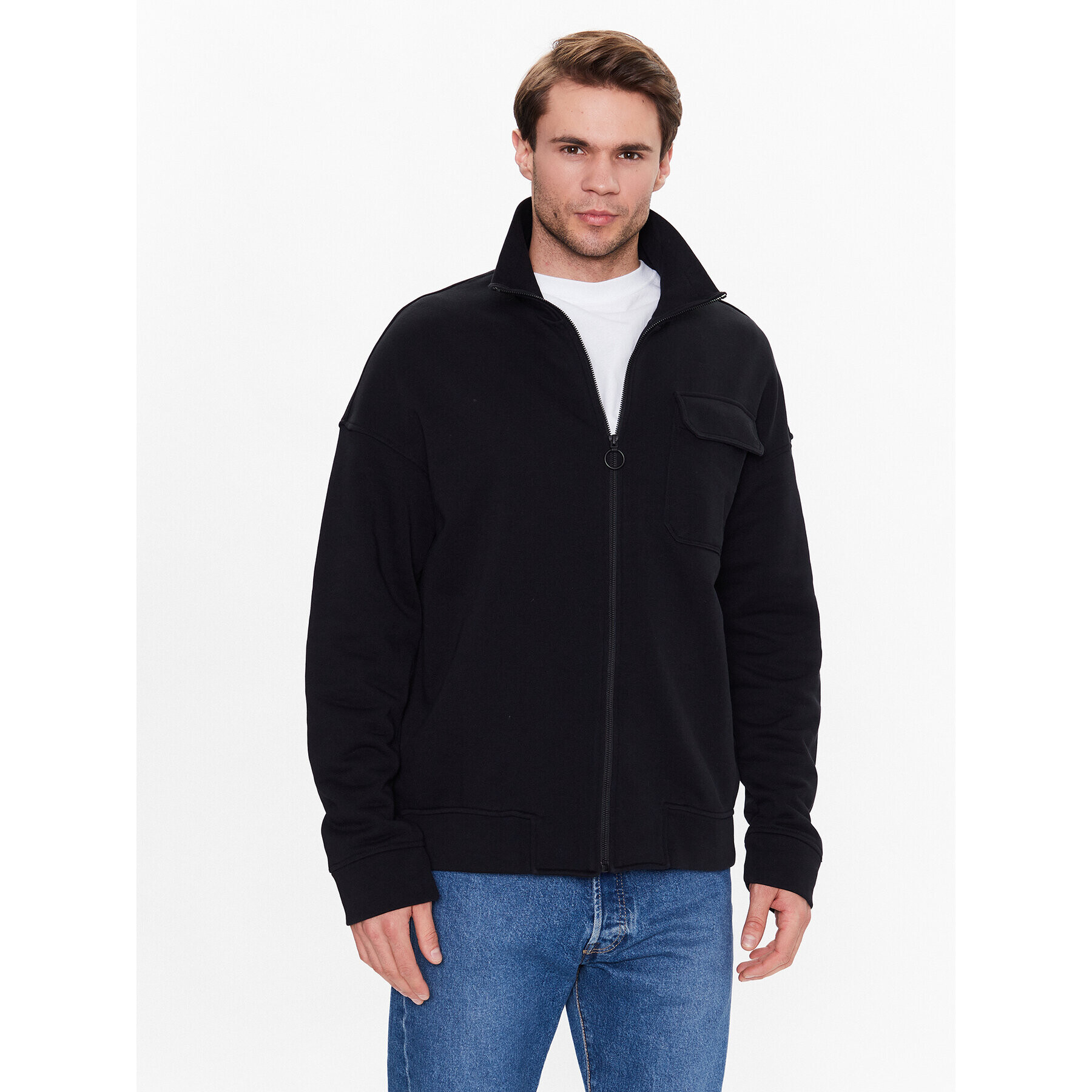 Sisley Суитшърт 3BMRS5008 Черен Regular Fit - Pepit.bg