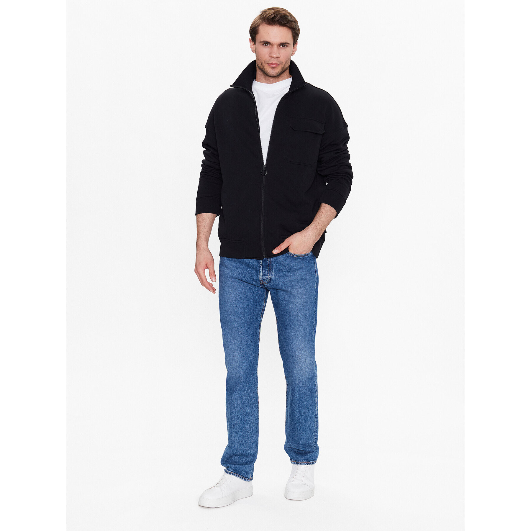Sisley Суитшърт 3BMRS5008 Черен Regular Fit - Pepit.bg