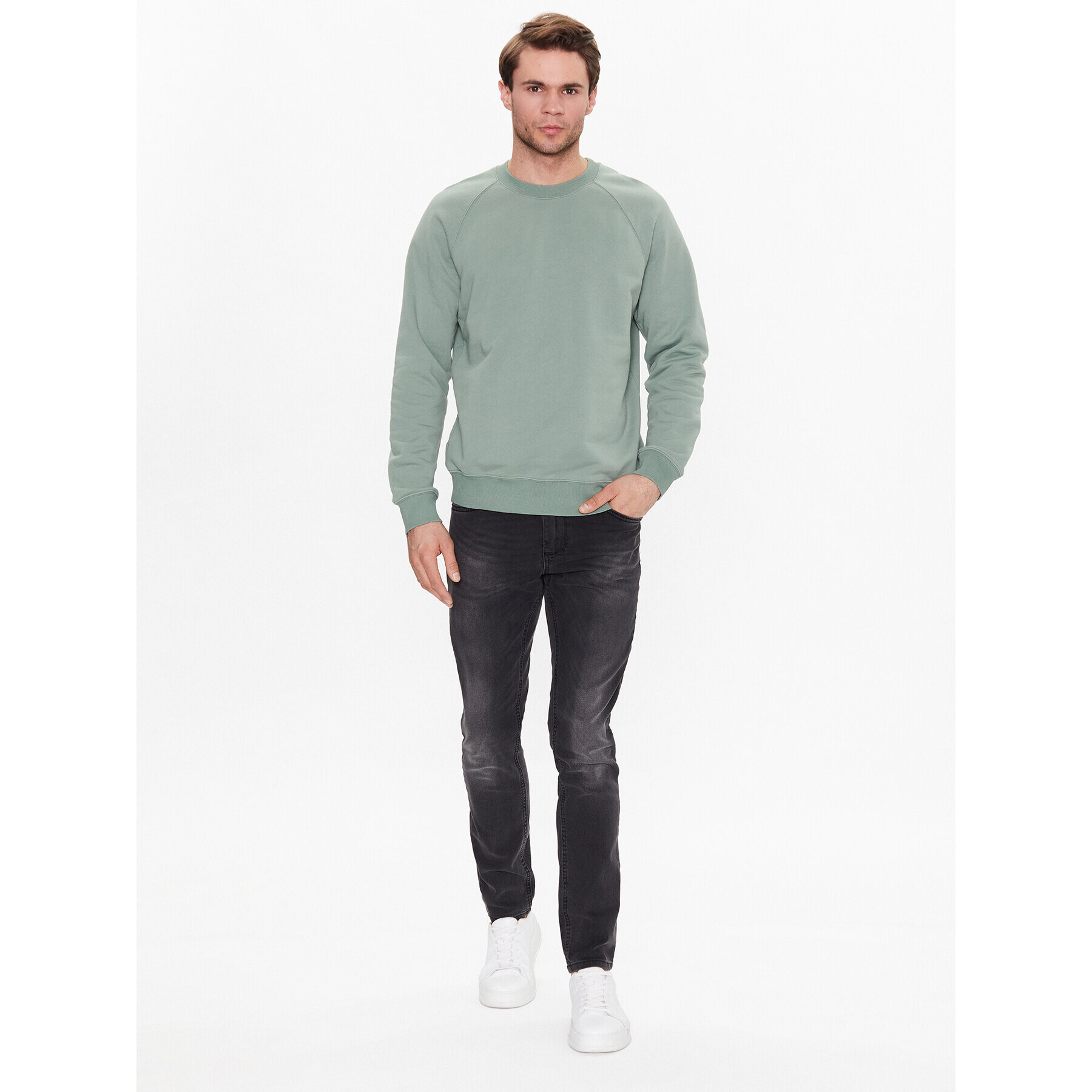 Sisley Суитшърт 3WCRS1023 Зелен Regular Fit - Pepit.bg