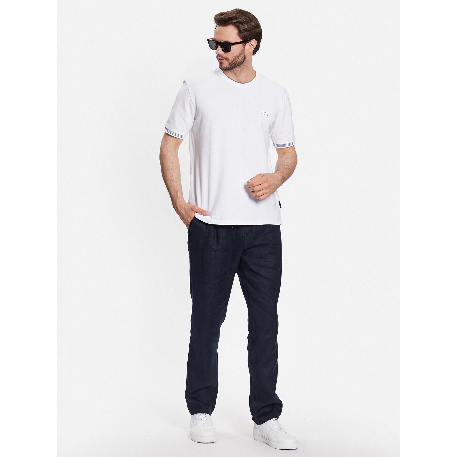 Sisley Текстилни панталони 4AGHSF02P Тъмносин Slim Fit - Pepit.bg