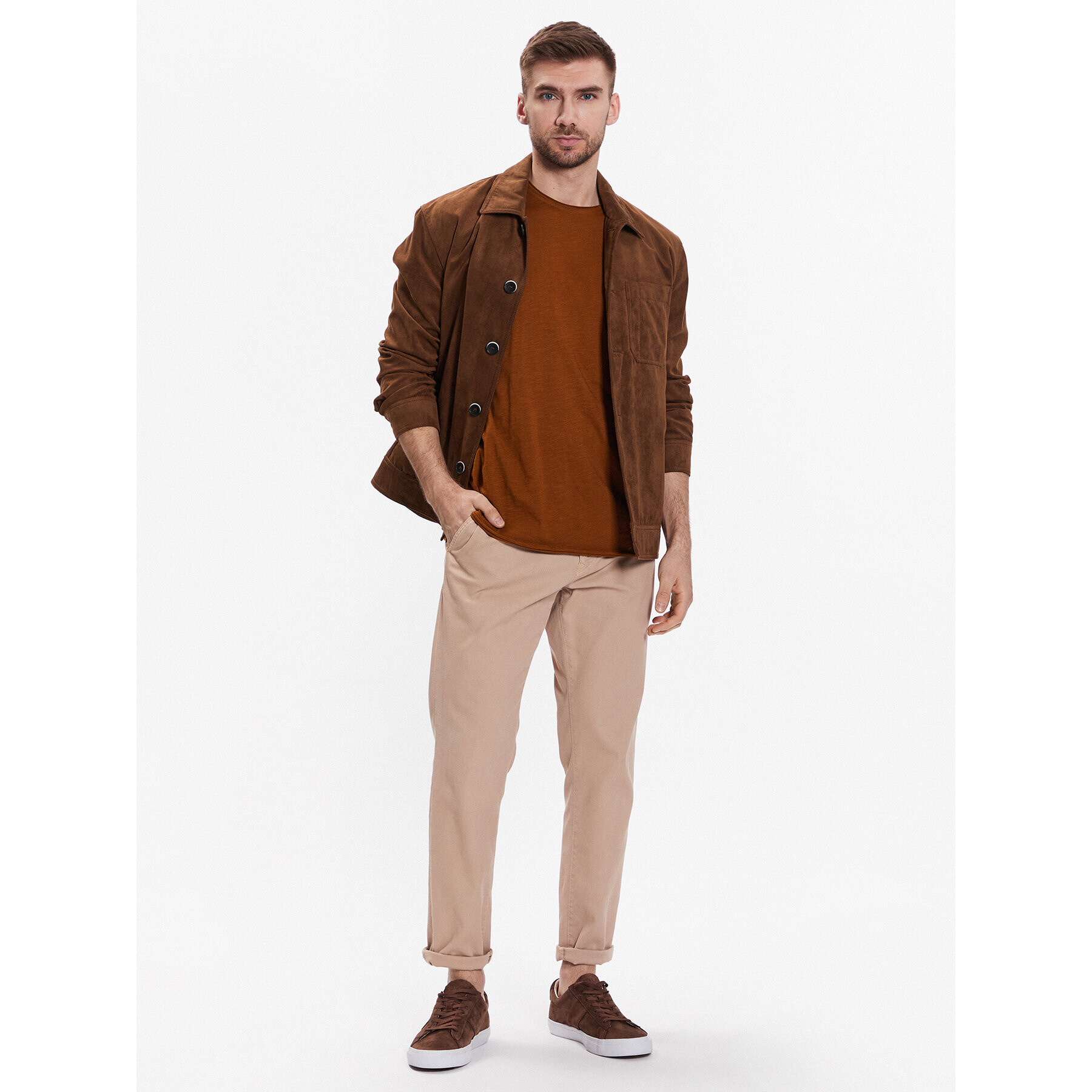 Sisley Тишърт 3YR7S101K Кафяв Slim Fit - Pepit.bg
