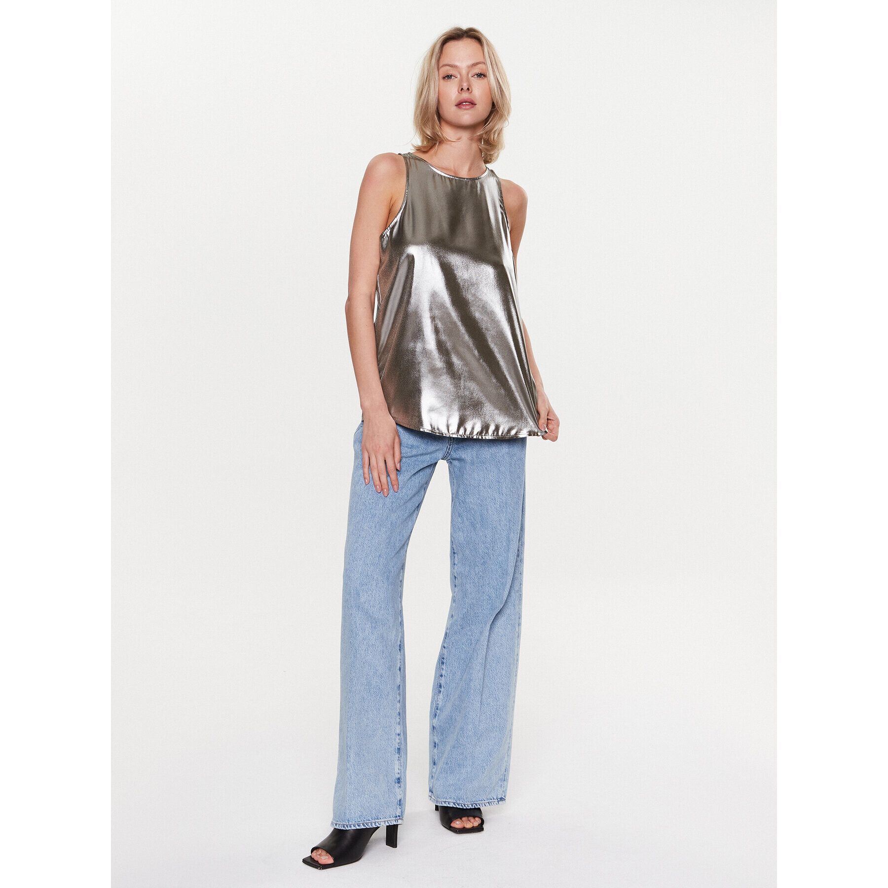 Sisley топ 5UGWLH00R Сребрист Regular Fit - Pepit.bg