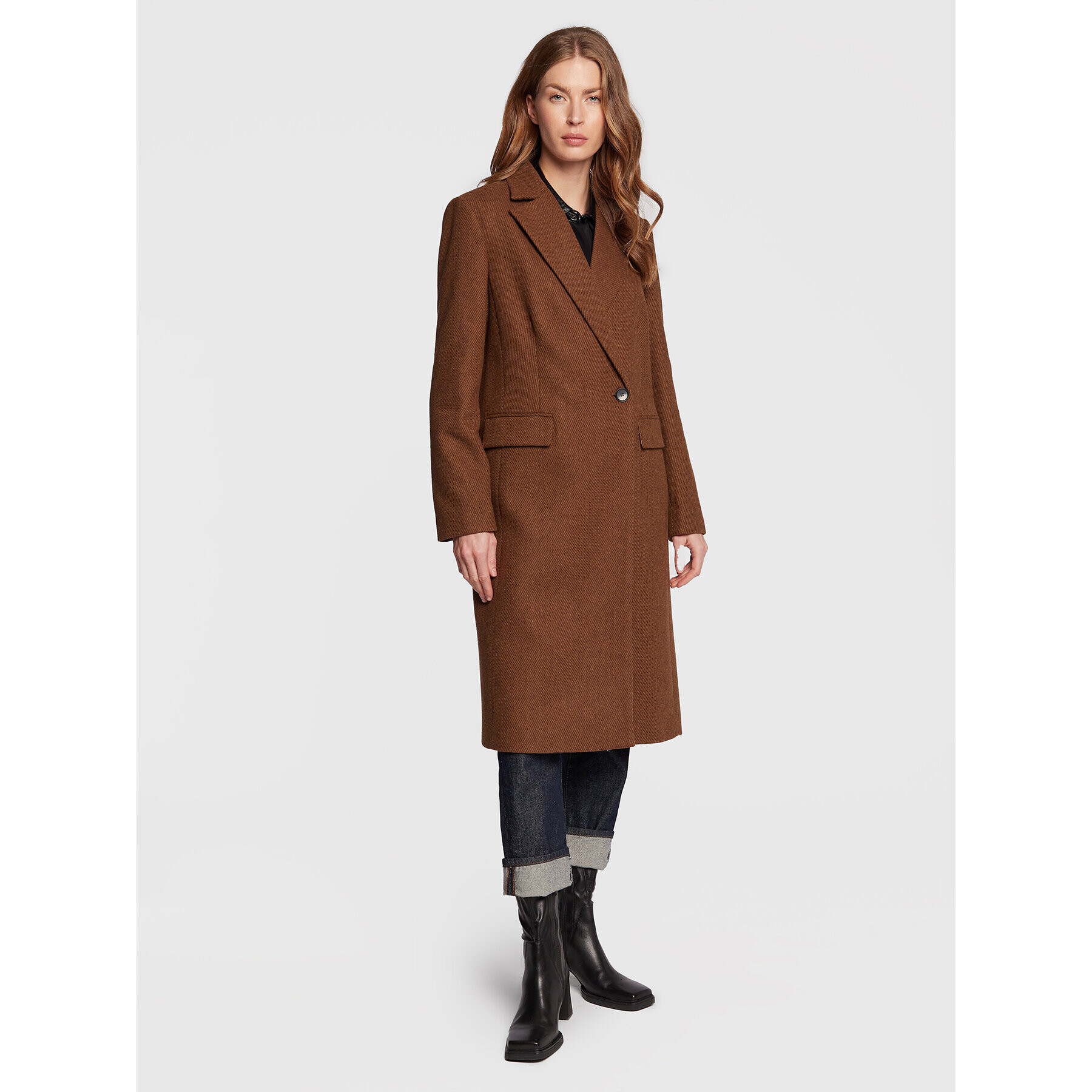 Sisley Зимно палто 2BOYLN019 Кафяв Regular Fit - Pepit.bg