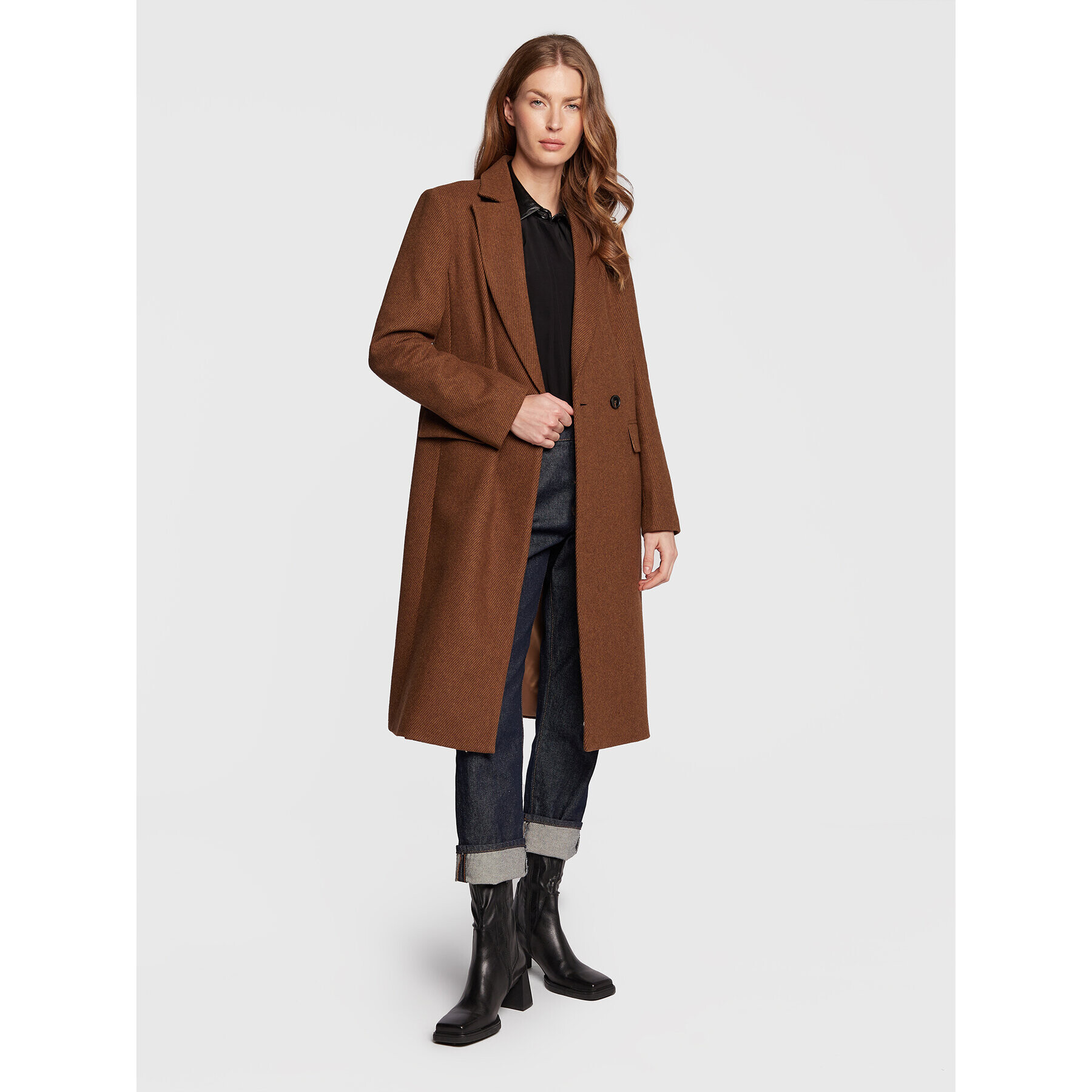 Sisley Зимно палто 2BOYLN019 Кафяв Regular Fit - Pepit.bg