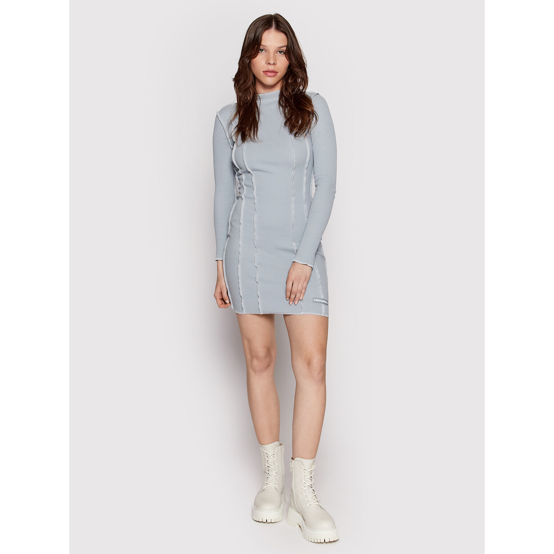 Sixth June Плетена рокля 12191 Син Slim Fit - Pepit.bg
