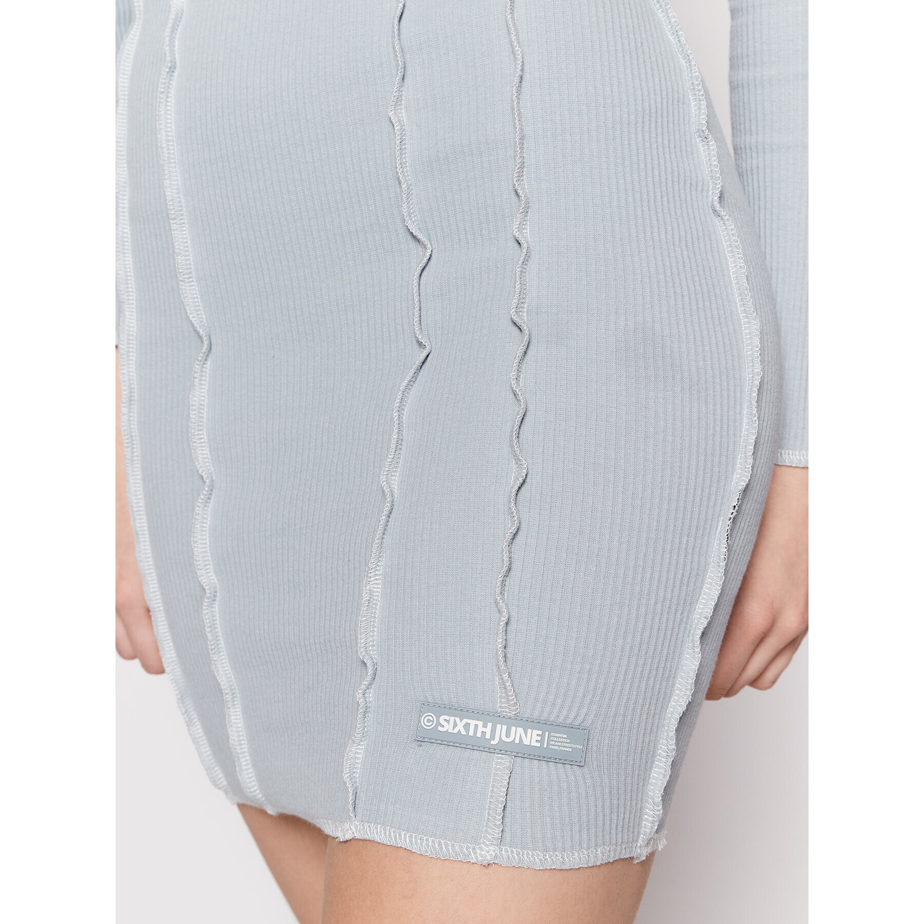 Sixth June Плетена рокля 12191 Син Slim Fit - Pepit.bg