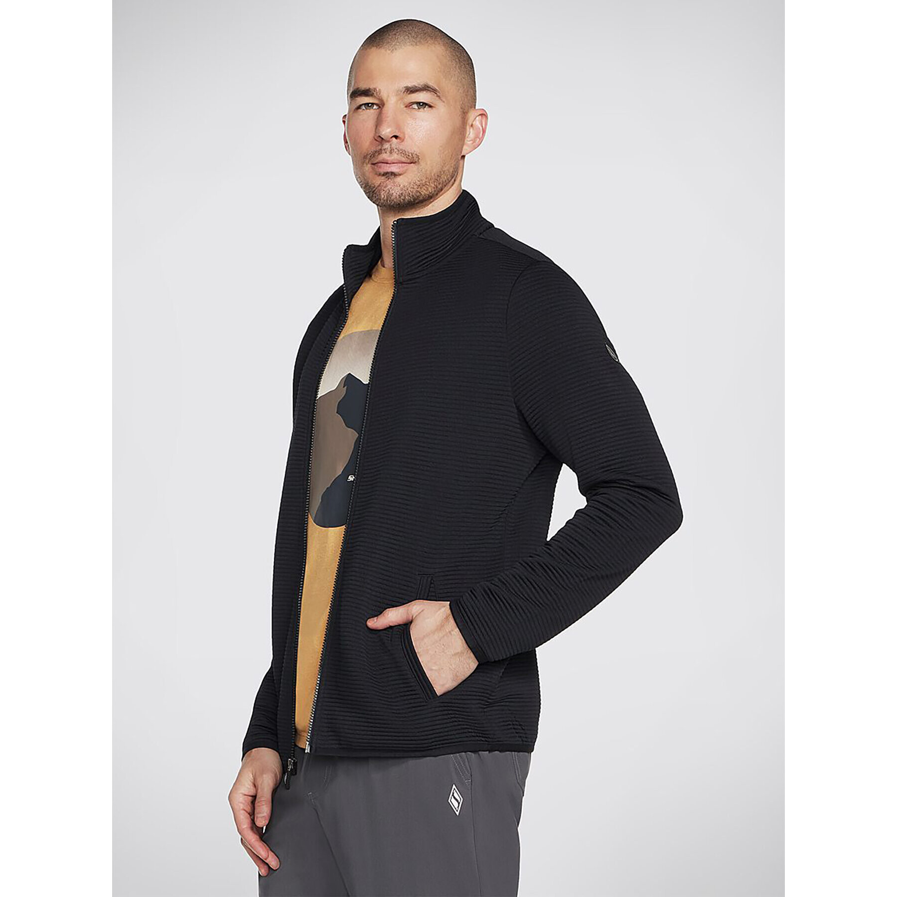 Skechers Преходно яке The Hoodless Hoodie Ottoman Jacket JA25 Черен Regular Fit - Pepit.bg