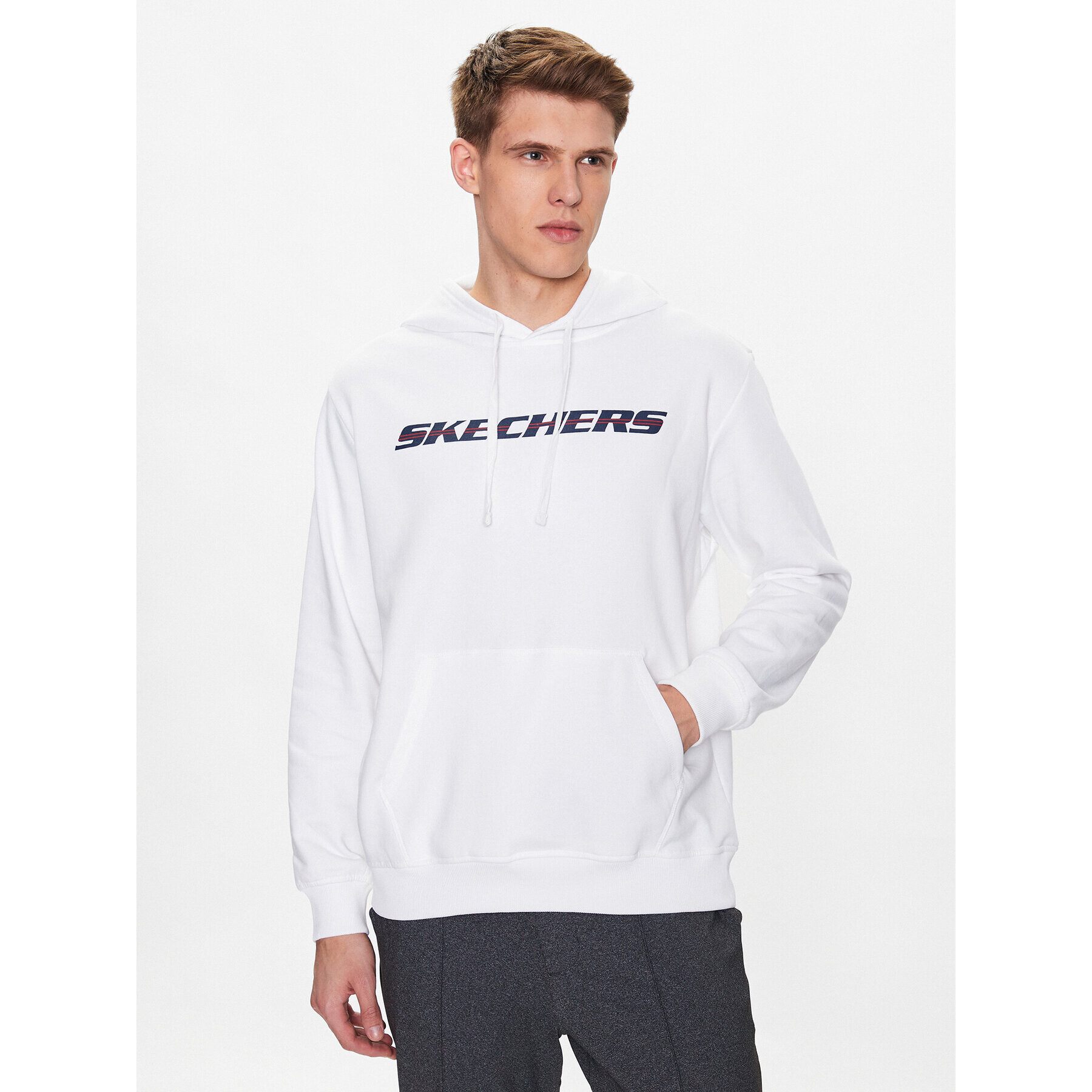 Skechers Суитшърт MHD81 Бял Regular Fit - Pepit.bg