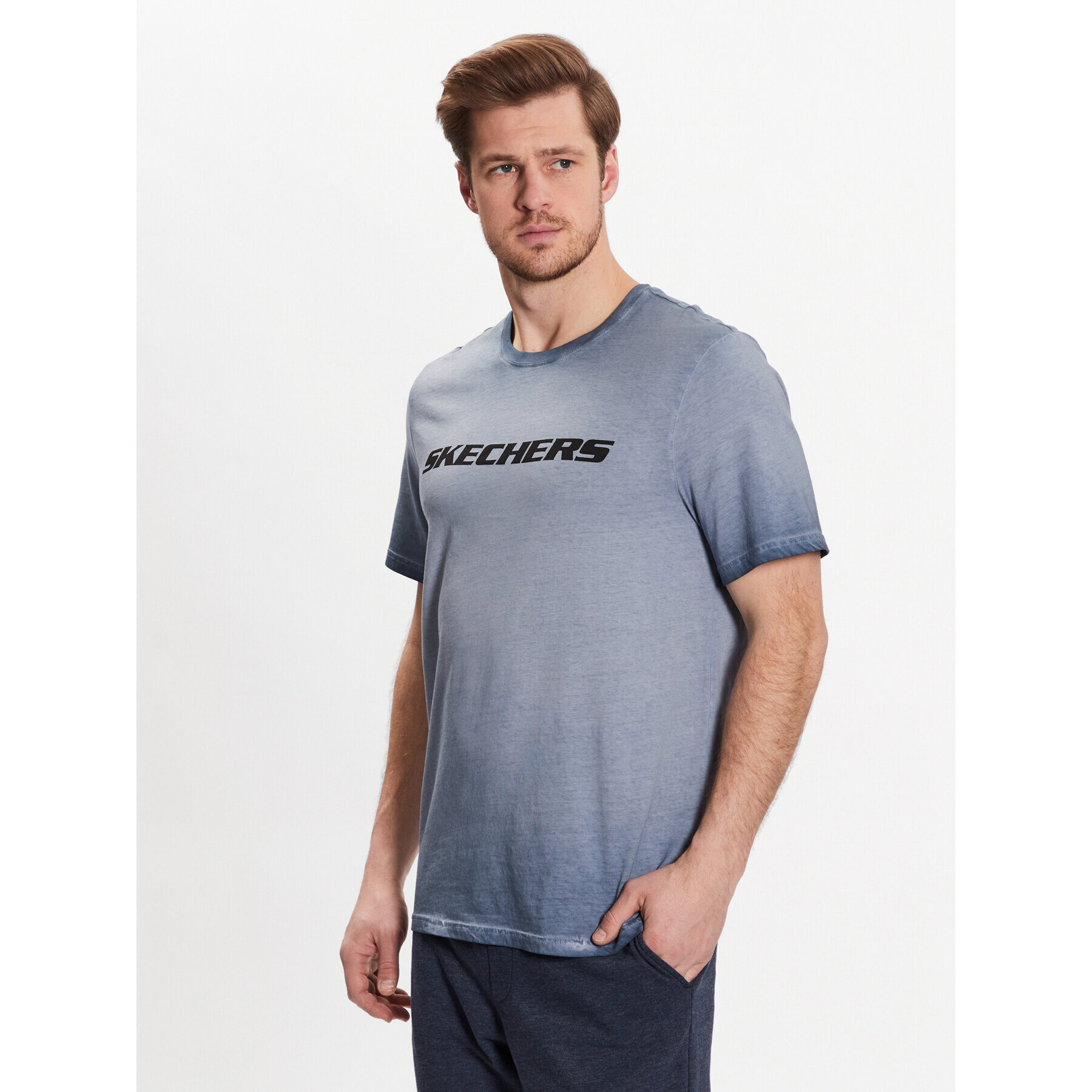 Skechers Тишърт Diamond Wash Heritage M02TS76 Син Regular Fit - Pepit.bg