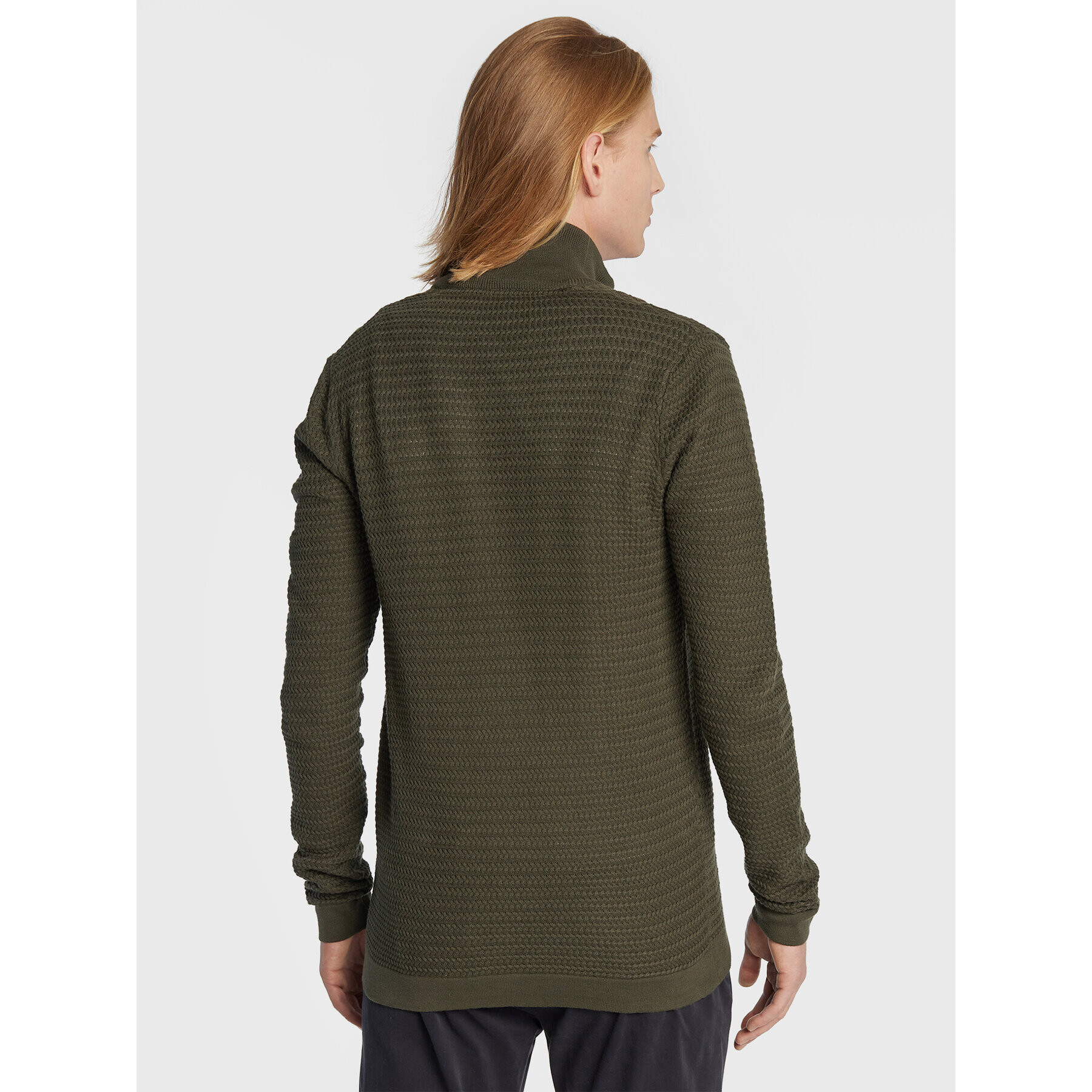 Solid Кардиган 21103418 Зелен Slim Fit - Pepit.bg