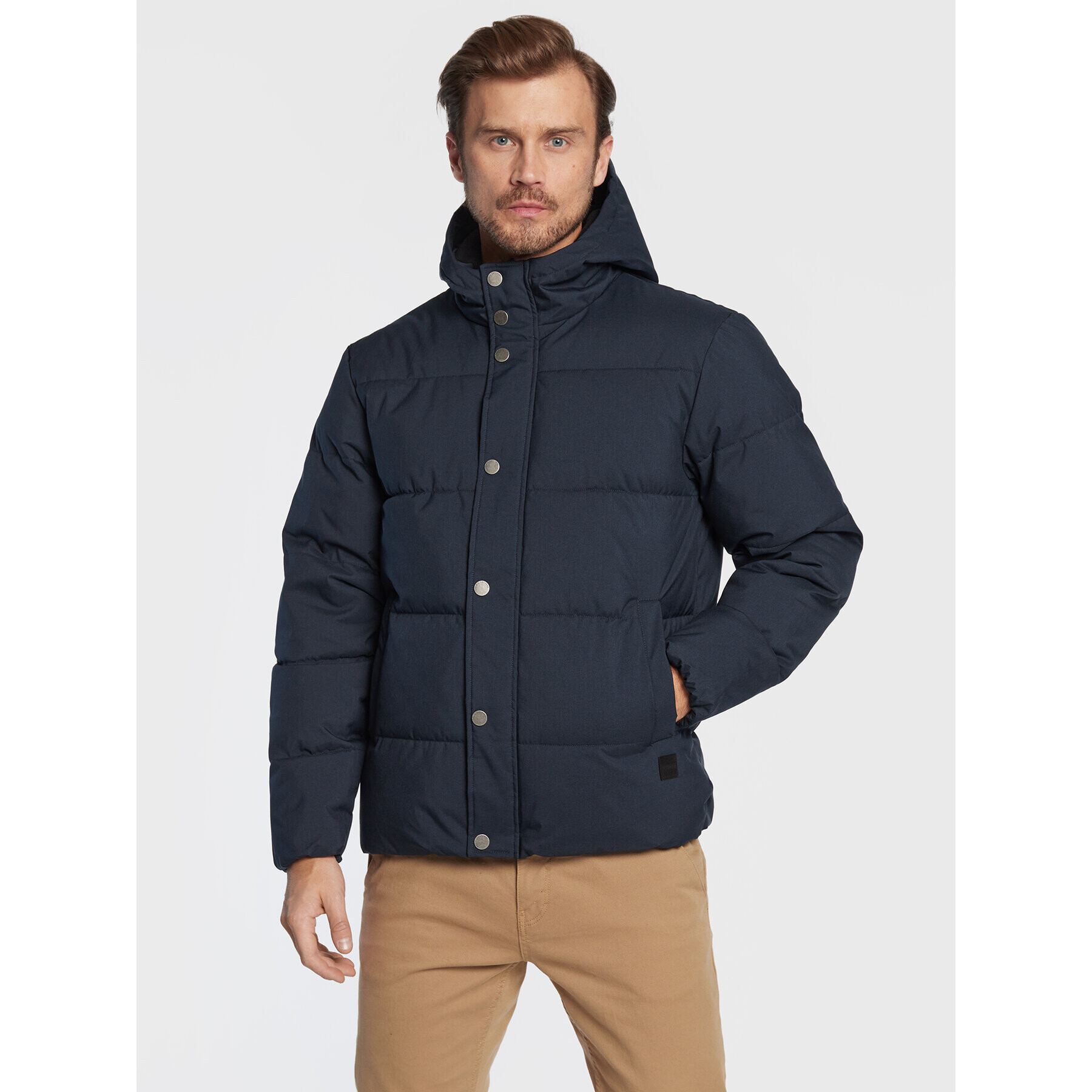 Solid Пухено яке 21107078 Тъмносин Regular Fit - Pepit.bg