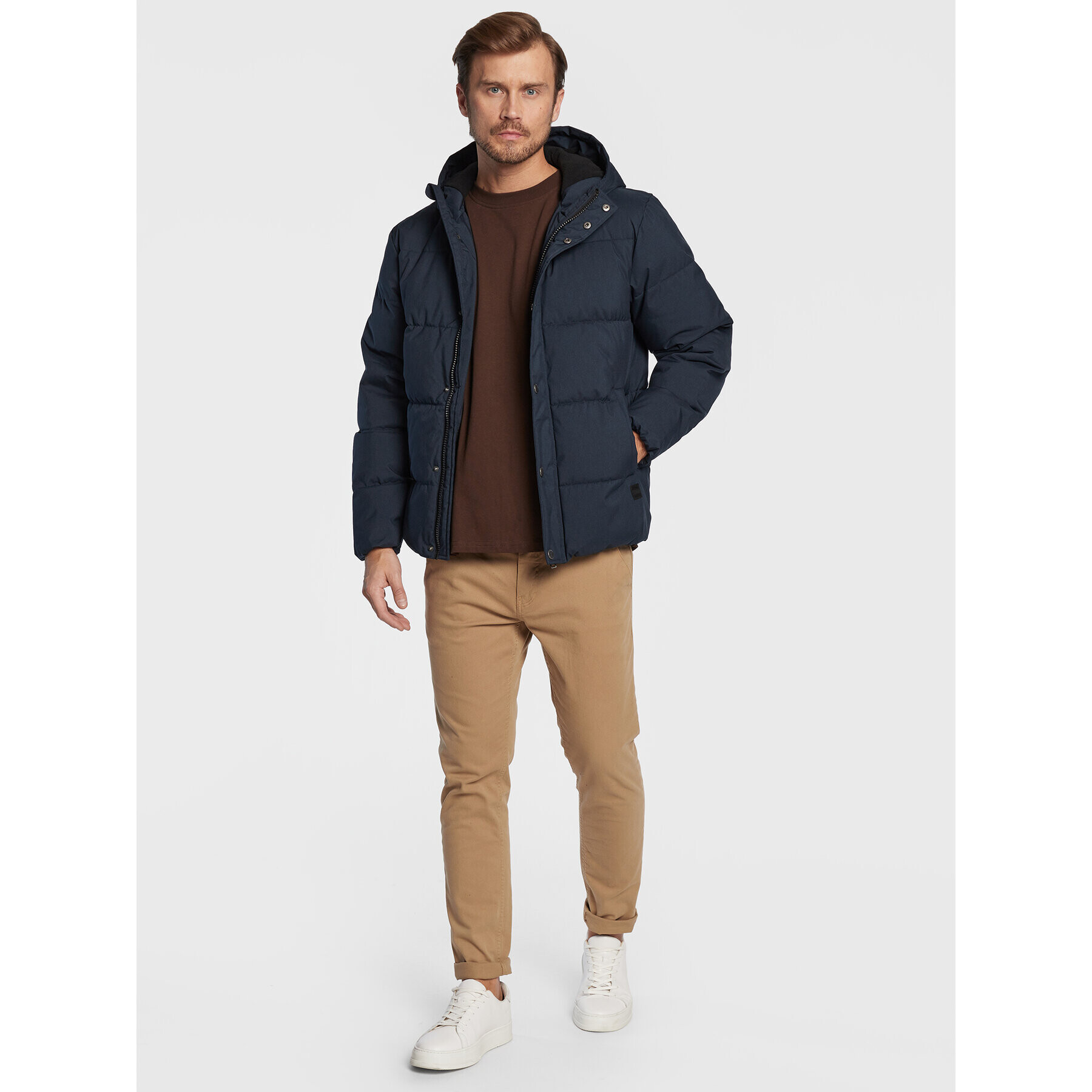 Solid Пухено яке 21107078 Тъмносин Regular Fit - Pepit.bg