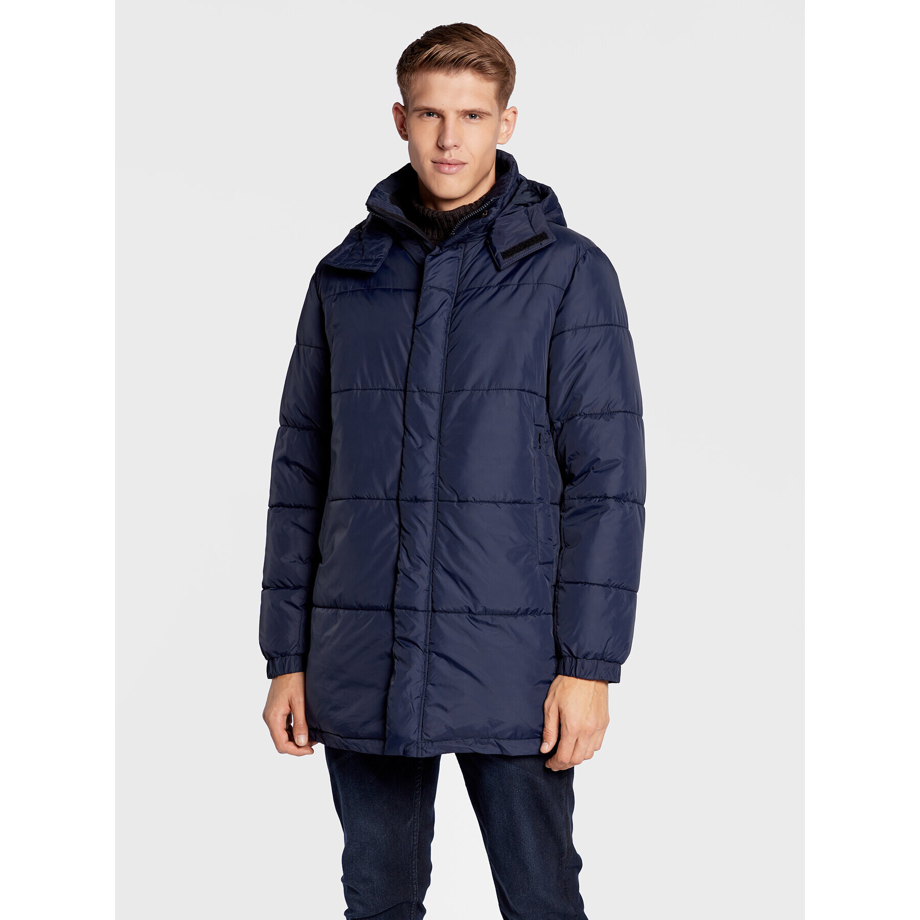 Solid Пухено яке 21107217 Тъмносин Regular Fit - Pepit.bg