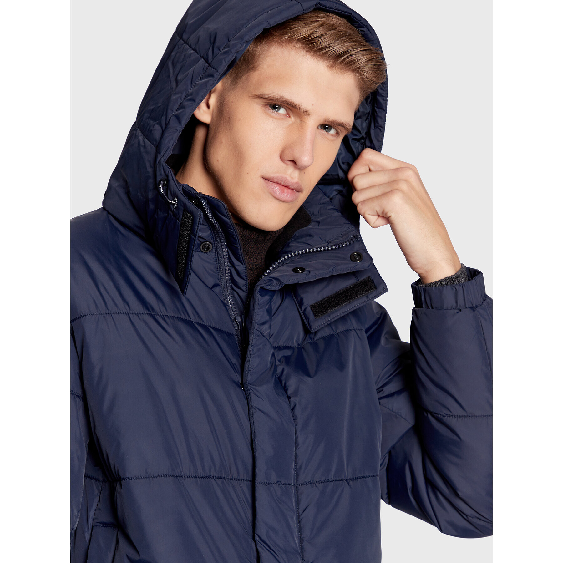 Solid Пухено яке 21107217 Тъмносин Regular Fit - Pepit.bg