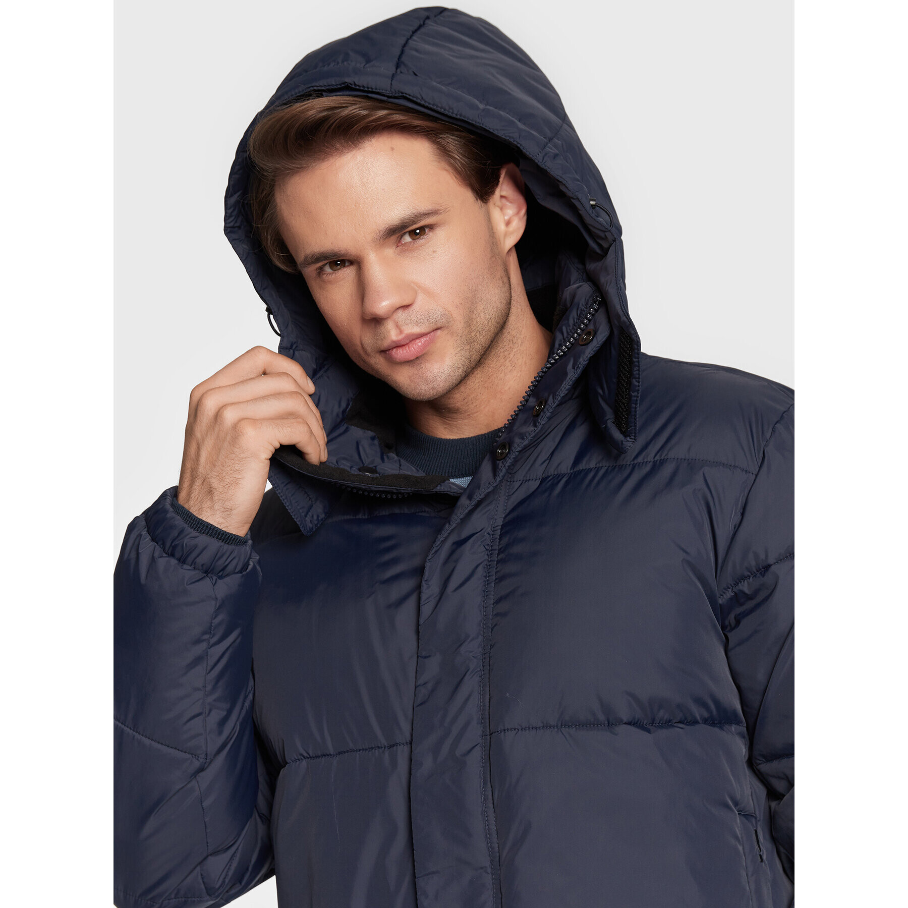 Solid Пухено яке 21107218 Тъмносин Relaxed Fit - Pepit.bg