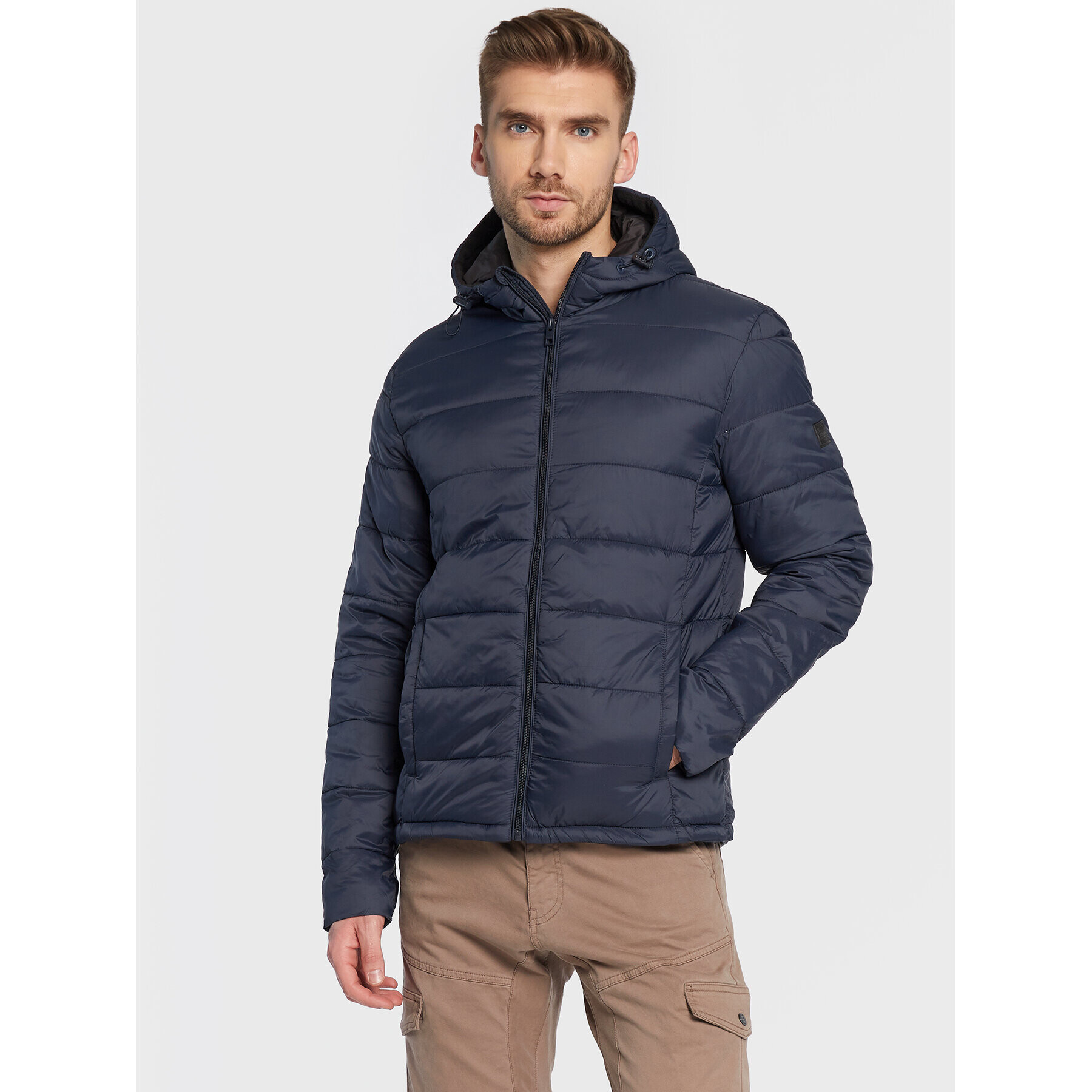 Solid Пухено яке Cole 21107081 Тъмносин Regular Fit - Pepit.bg