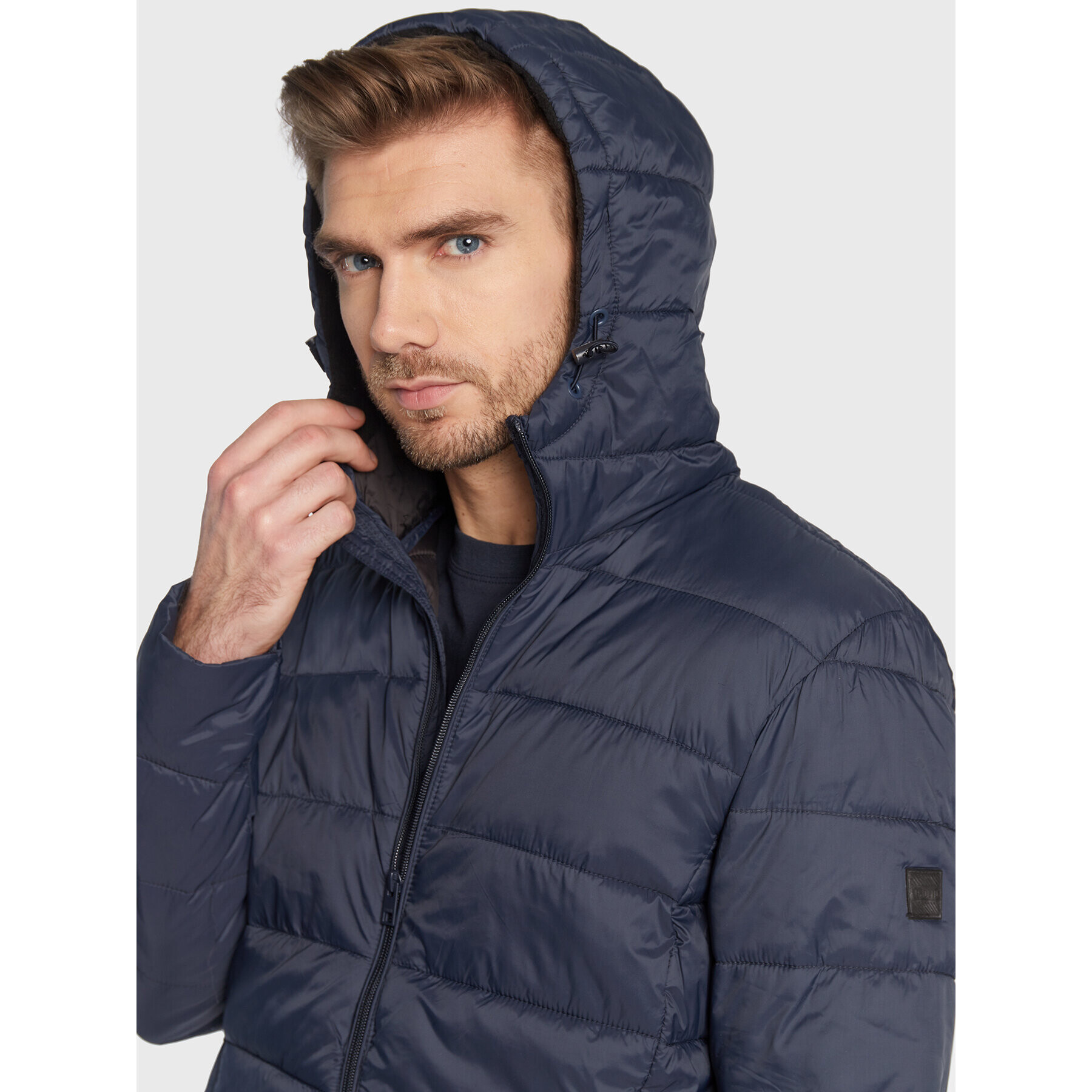 Solid Пухено яке Cole 21107081 Тъмносин Regular Fit - Pepit.bg