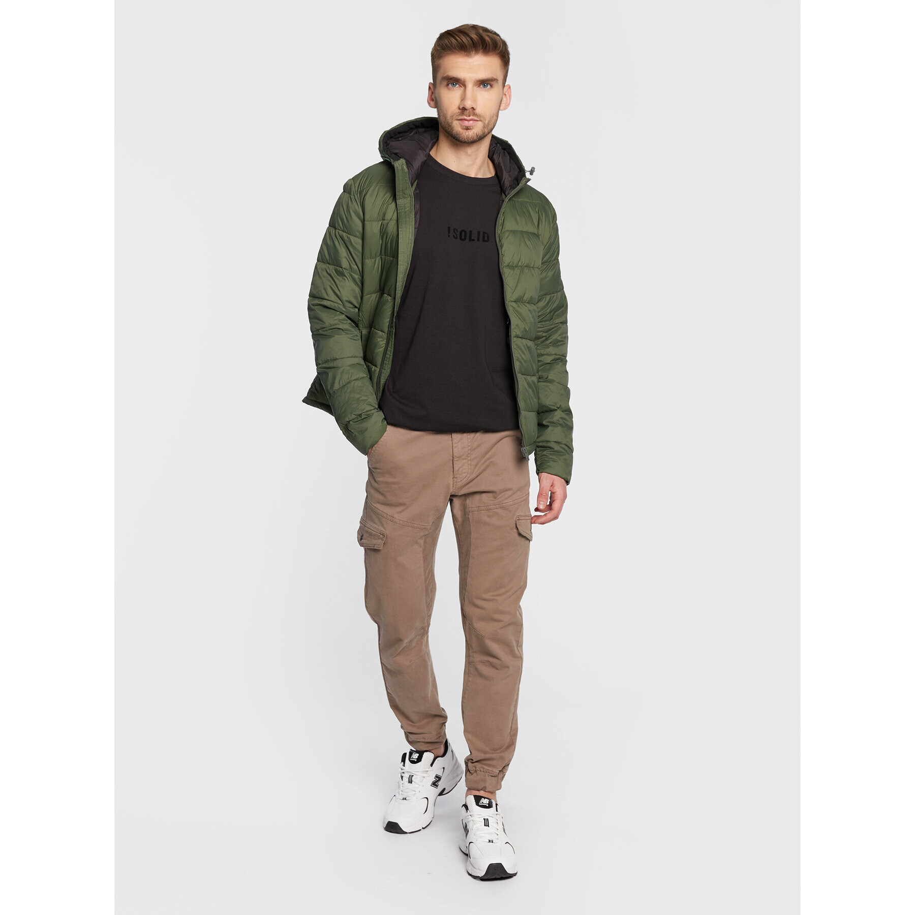 Solid Пухено яке Cole 21107081 Зелен Regular Fit - Pepit.bg
