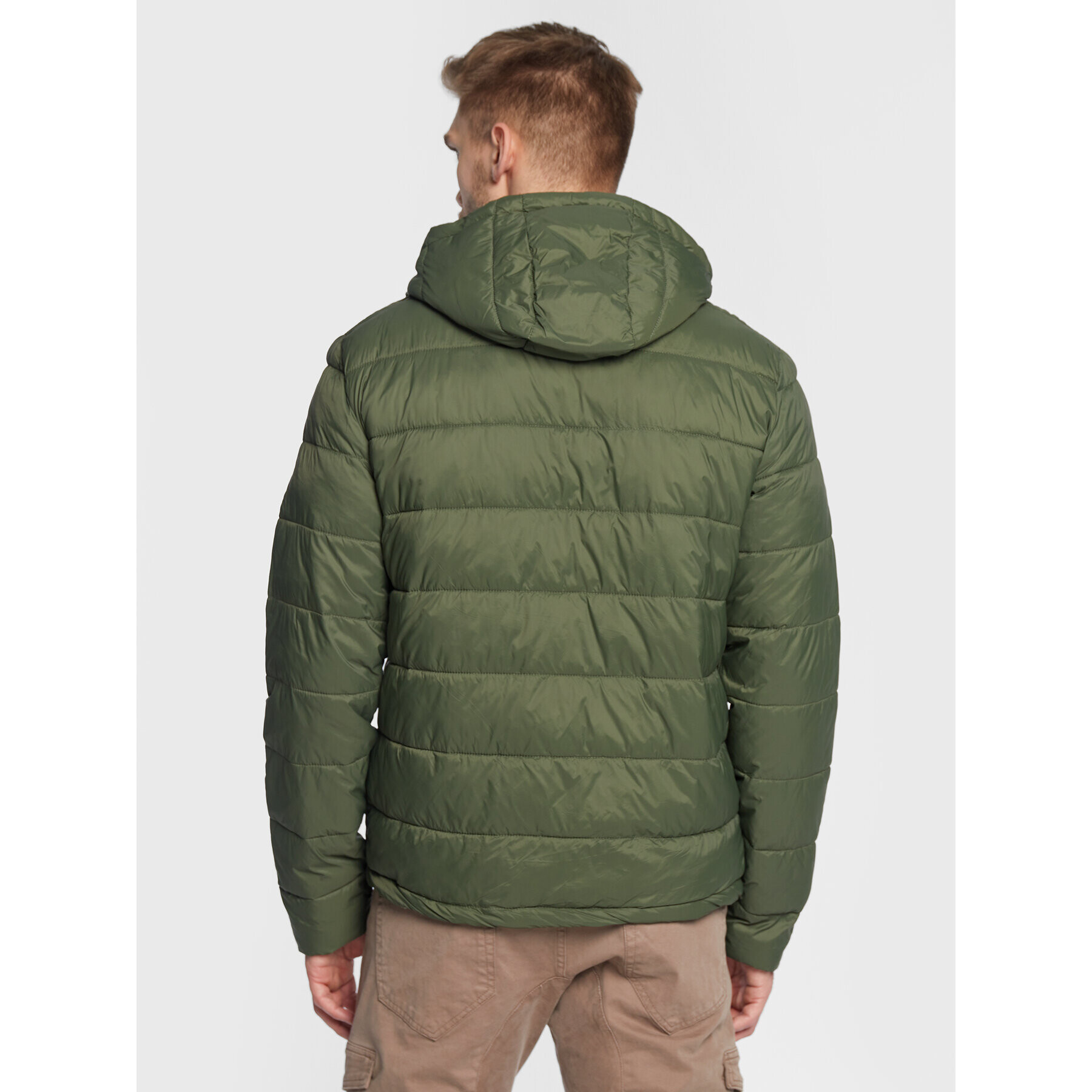 Solid Пухено яке Cole 21107081 Зелен Regular Fit - Pepit.bg