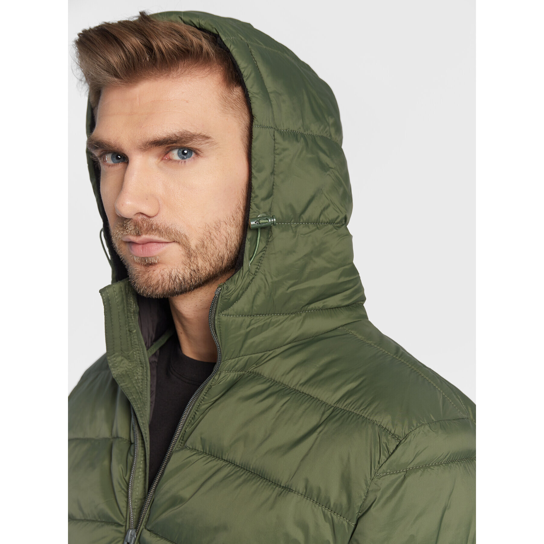 Solid Пухено яке Cole 21107081 Зелен Regular Fit - Pepit.bg