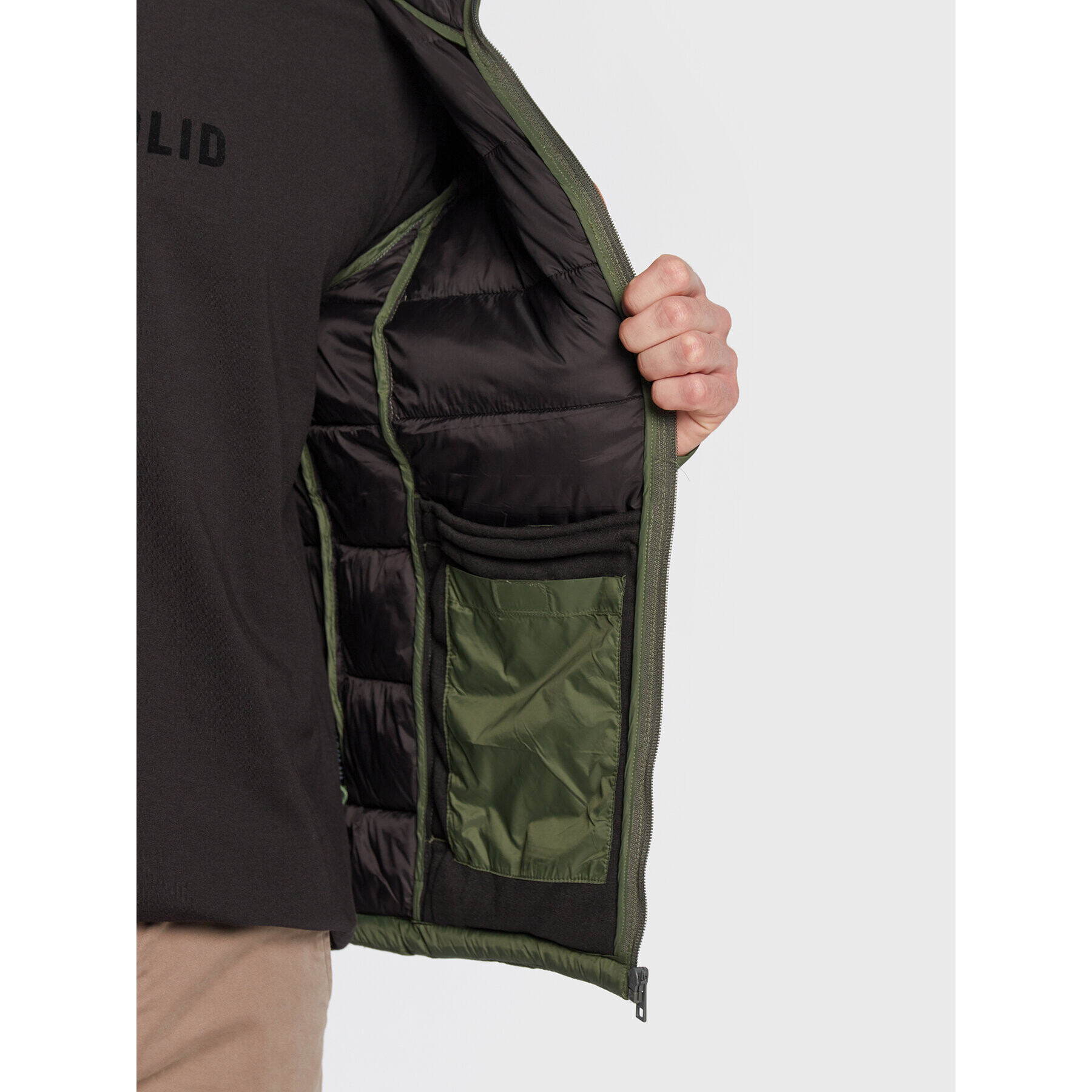 Solid Пухено яке Cole 21107081 Зелен Regular Fit - Pepit.bg