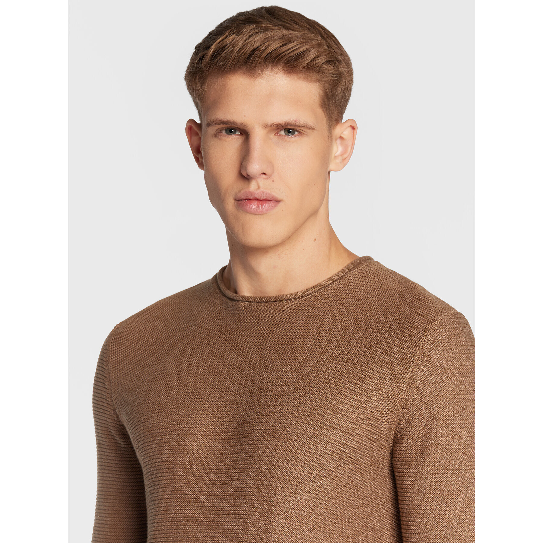 Solid Пуловер 21104152 Кафяв Regular Fit - Pepit.bg