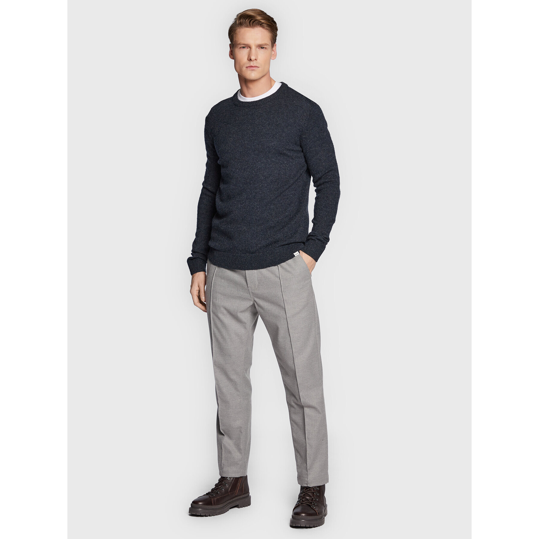 Solid Пуловер Dylion 21107341 Тъмносин Regular Fit - Pepit.bg