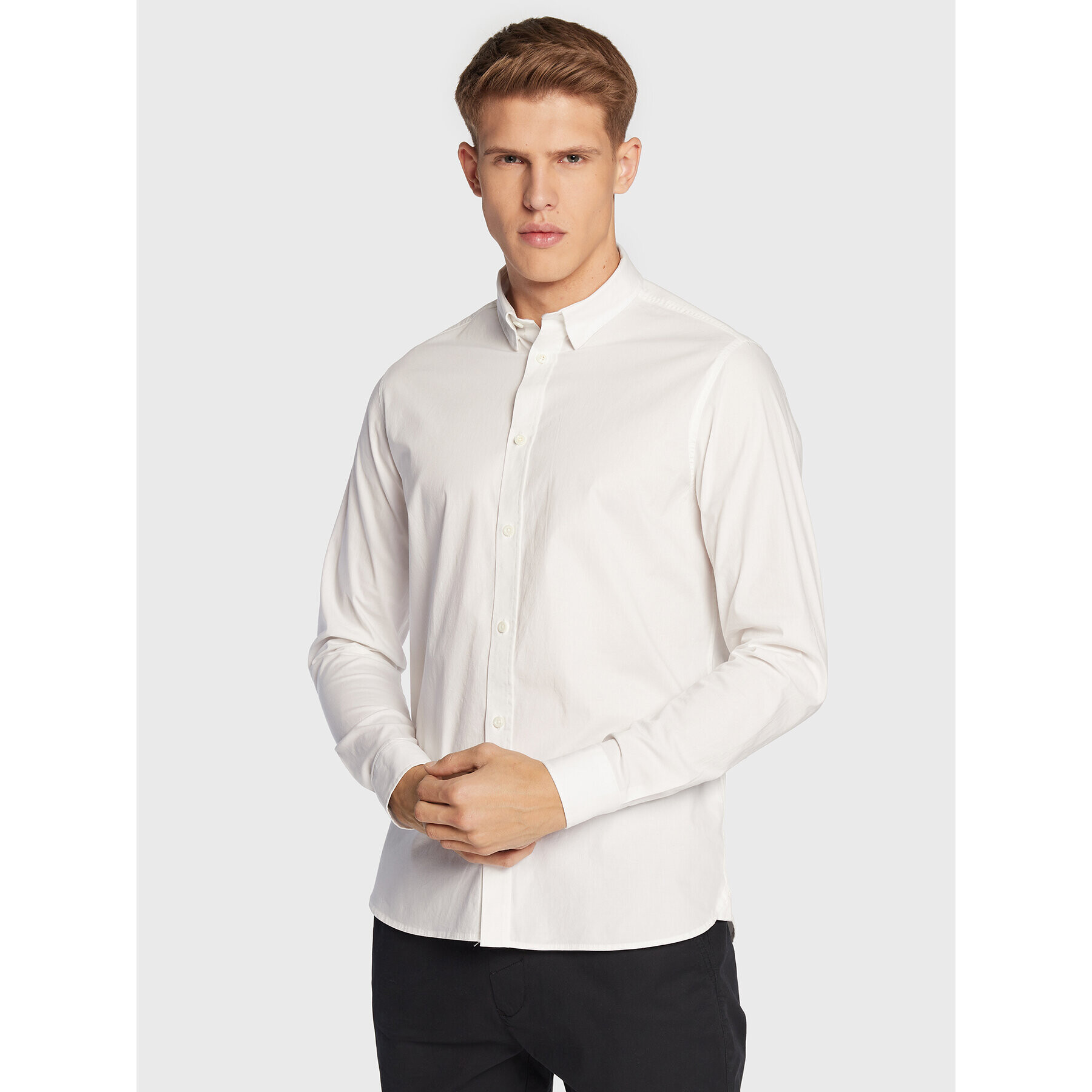 Solid Риза 21103247 Бял Slim Fit - Pepit.bg