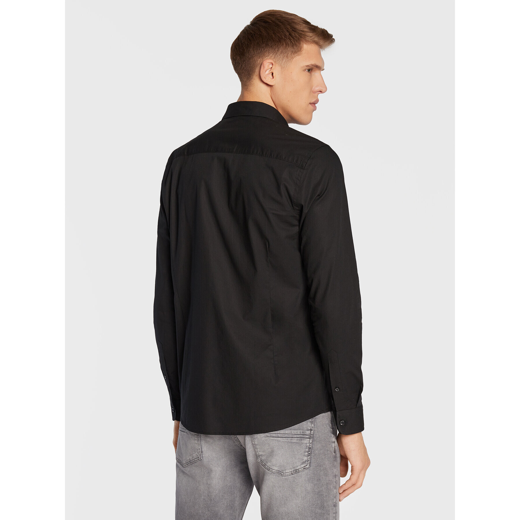 Solid Риза 21103247 Черен Slim Fit - Pepit.bg