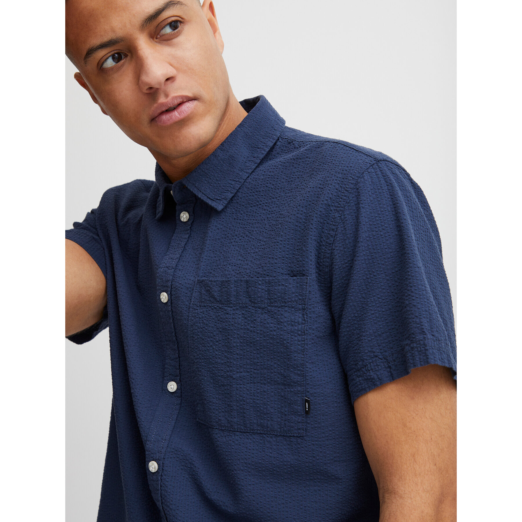 Solid Риза 21107684 Син Regular Fit - Pepit.bg
