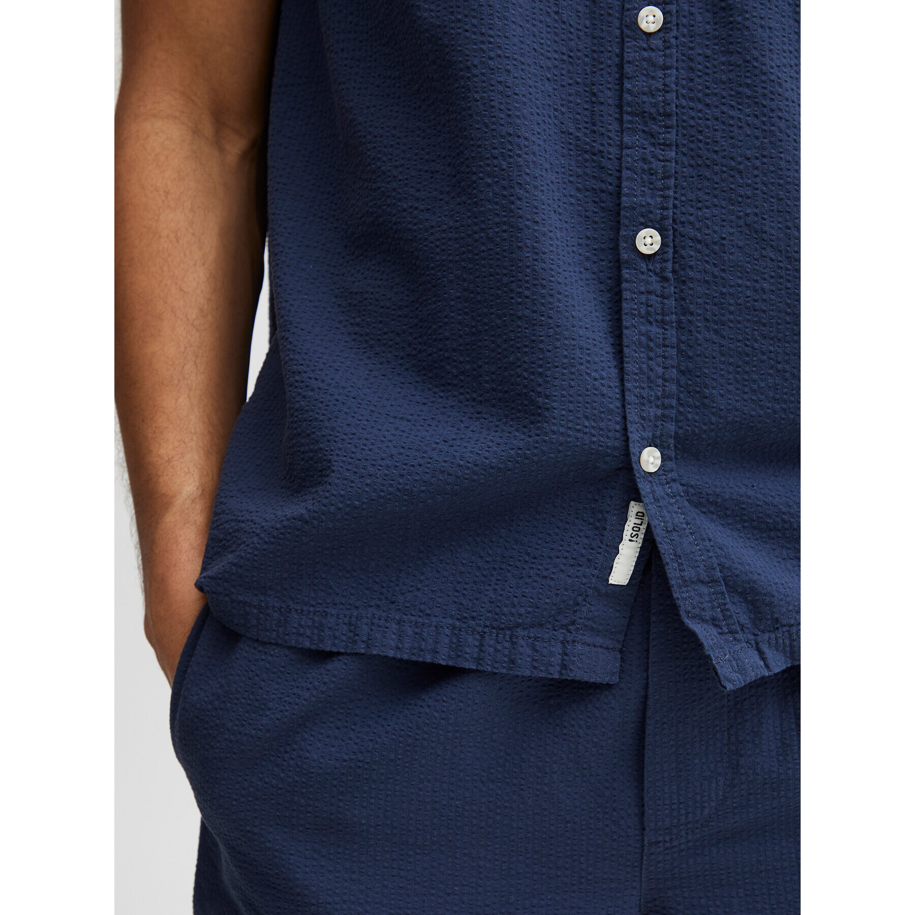 Solid Риза 21107684 Син Regular Fit - Pepit.bg