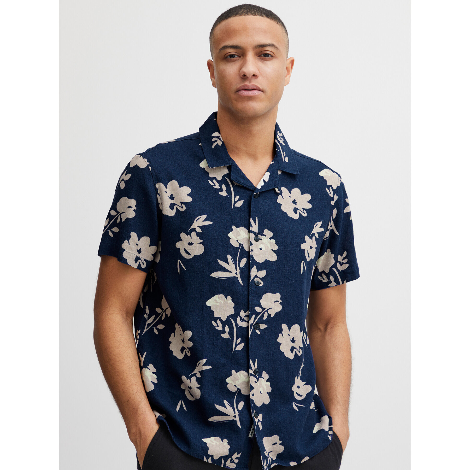 Solid Риза 21107687 Тъмносин Regular Fit - Pepit.bg