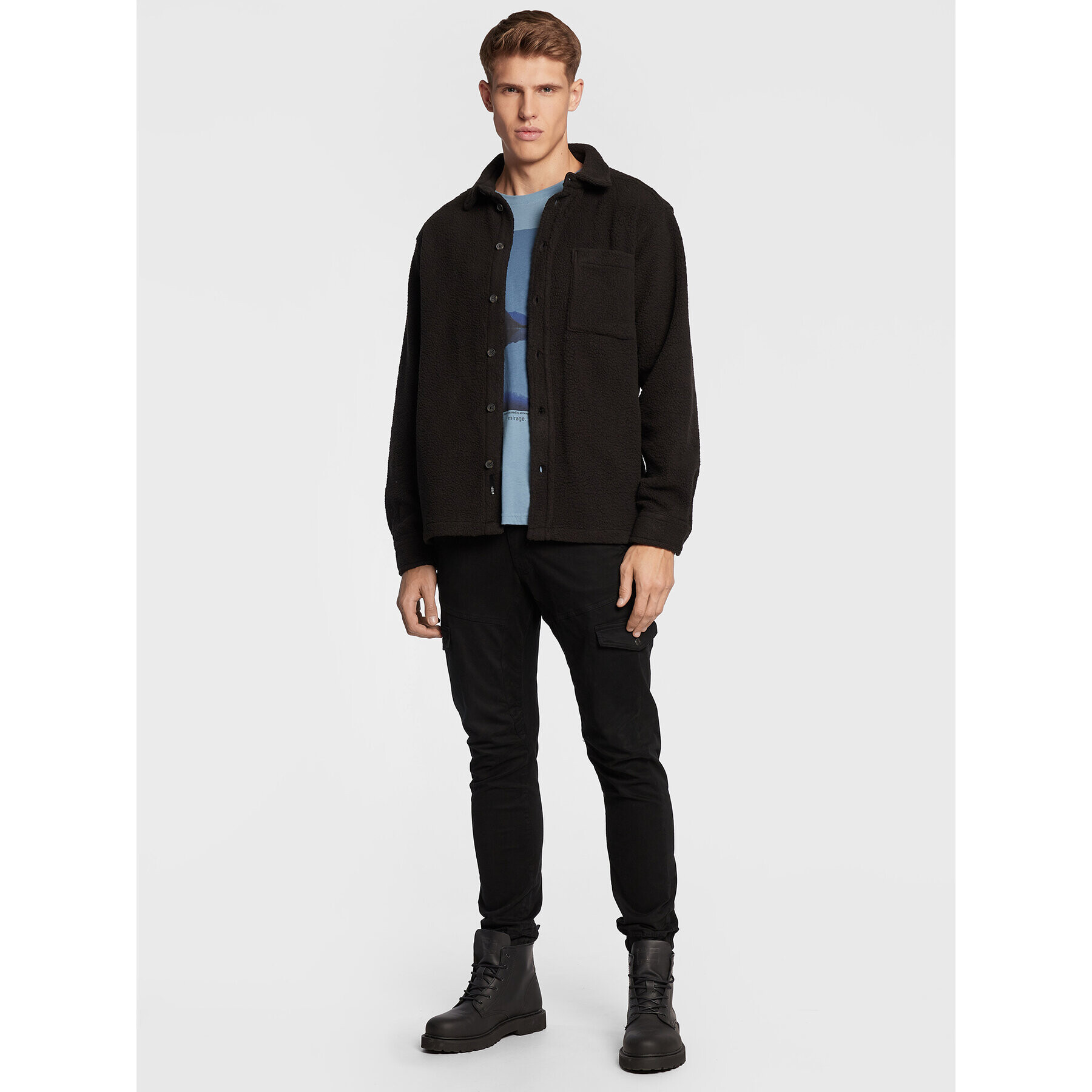 Solid Риза Doyoon Pile 21107469 Черен Oversize - Pepit.bg