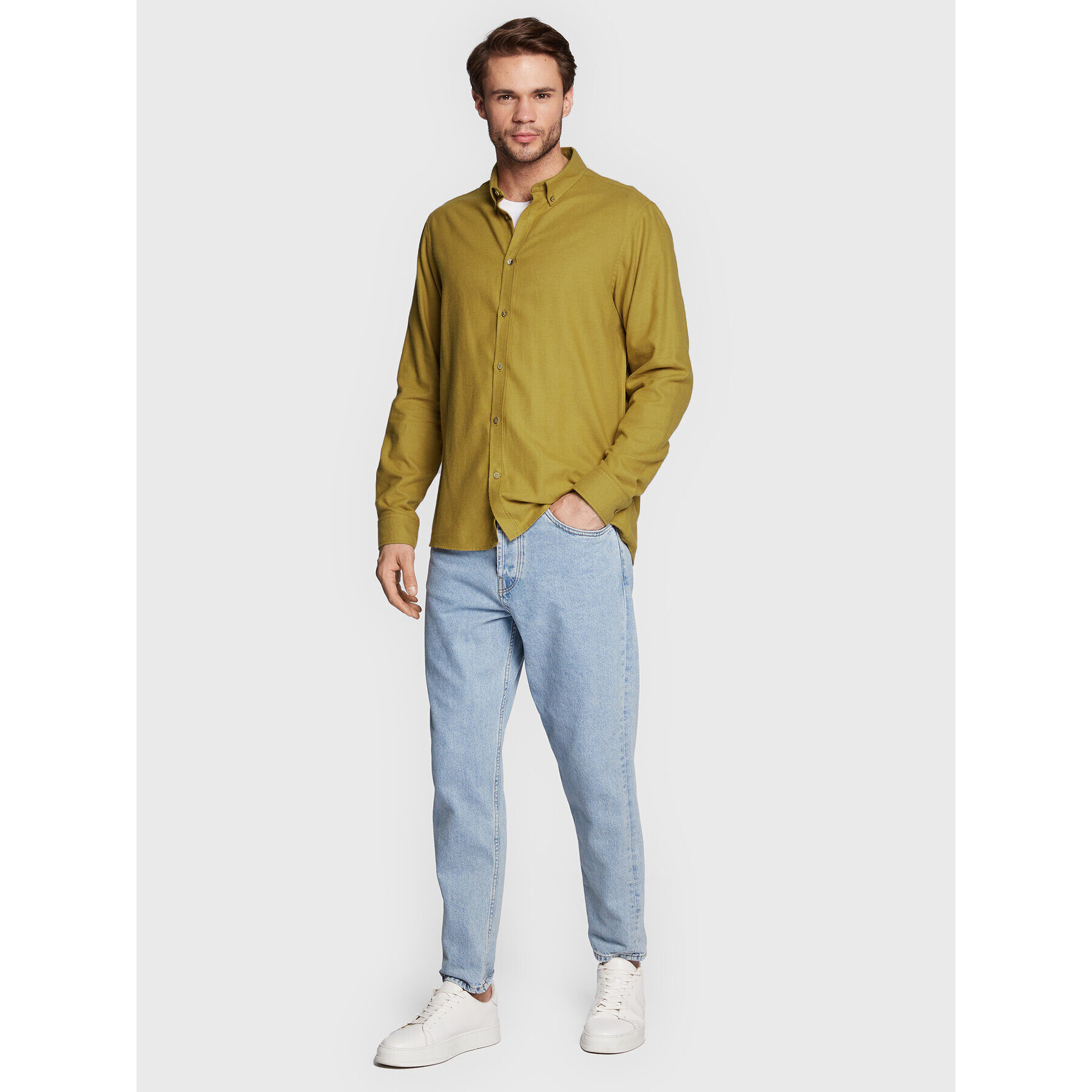 Solid Риза Pete 21107465 Кафяв Regular Fit - Pepit.bg