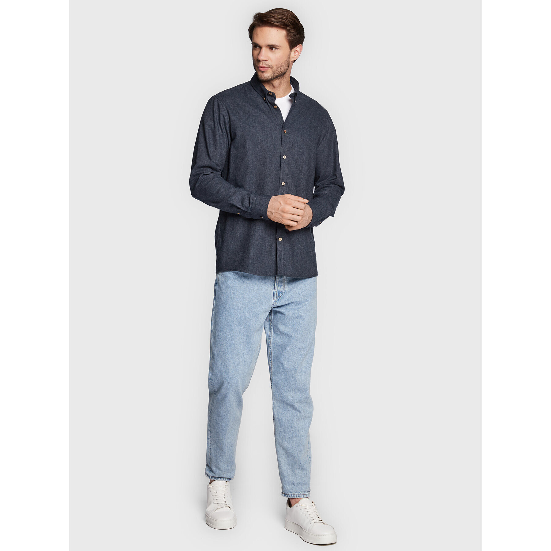 Solid Риза Pete 21107465 Тъмносин Regular Fit - Pepit.bg