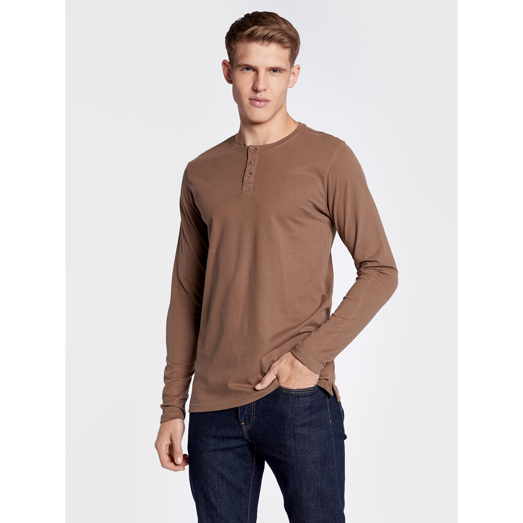 Solid Тениска с дълъг ръкав 21106135 Бежов Regular Fit - Pepit.bg