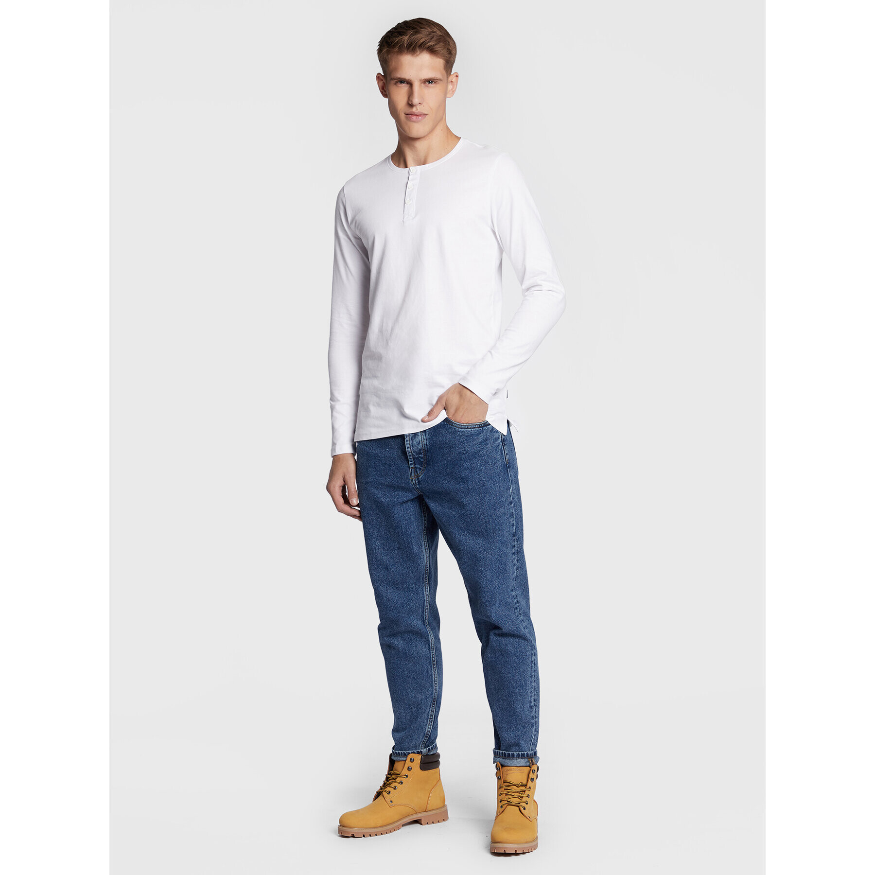 Solid Тениска с дълъг ръкав 21106135 Бял Regular Fit - Pepit.bg